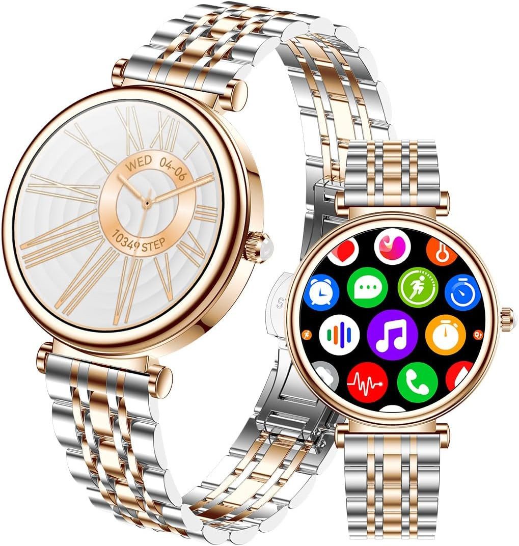 TAYSHILEY RT i09 Smartwatch (3,2 cm, android ios), Elegante Damen Smartwatch mit Telefonfunktion