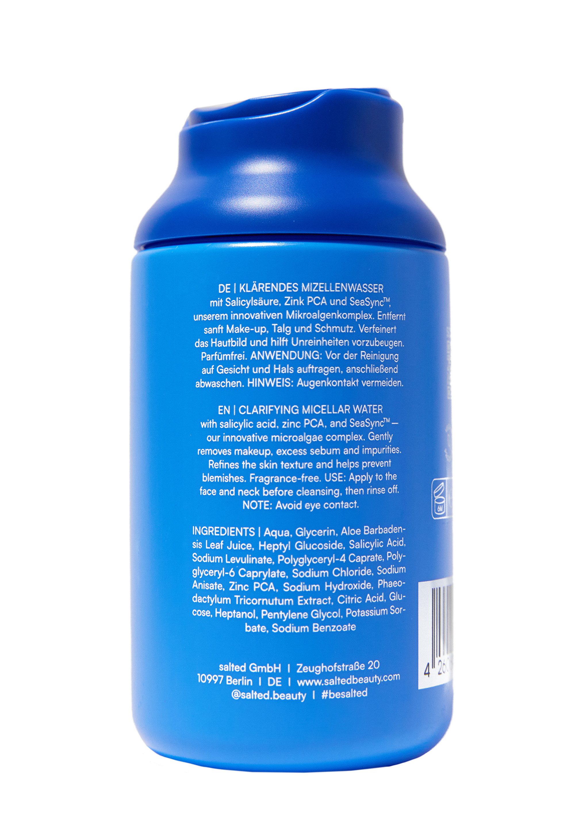 salted. Gesichtswasser Klärendes Mizellenwasser Sassy Saly, Klärendes Mizellenwasser mit Salicylsäure (BHA), Zink PCA und SeaSync