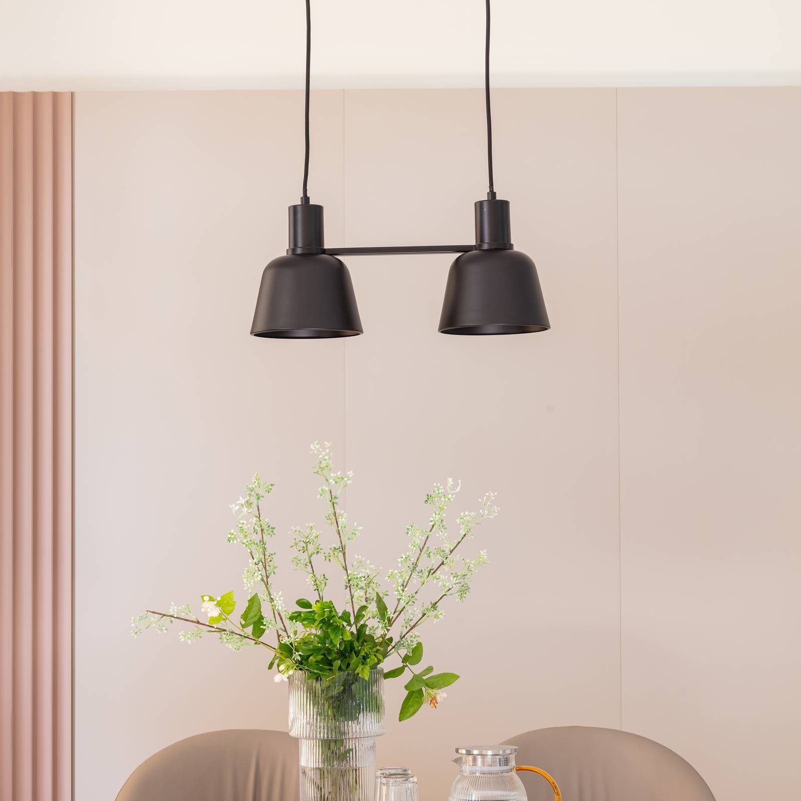 Lucande Hängeleuchte Servan, Metall, Schwarz IP20, 2 x 15 W LED