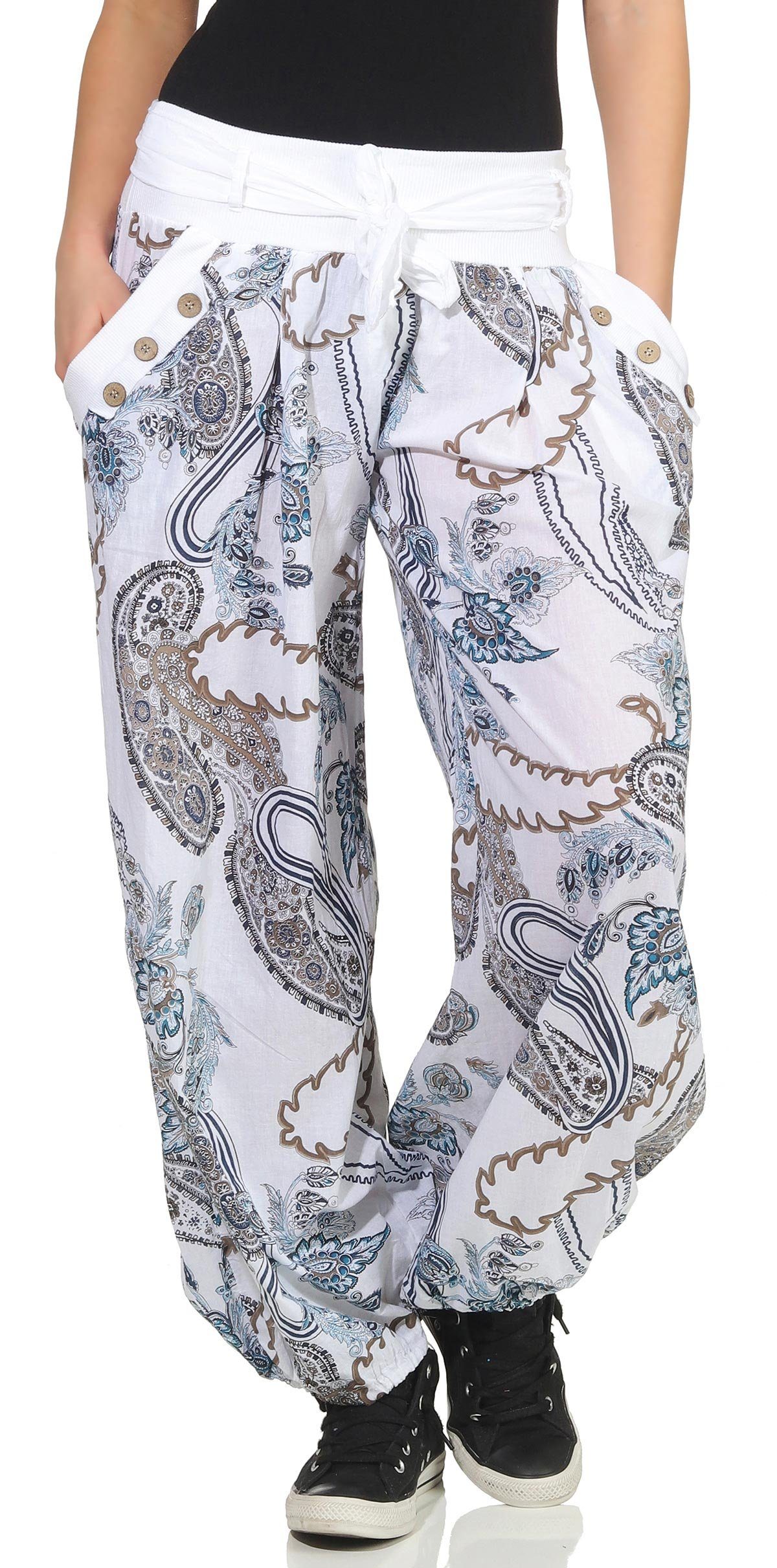 malito more than fashion Haremshose malito Damen Pumphose mit Print, bequeme Freizeithose, leichte Stoff bequeme Hose mit elastischem Jerseybund Einheitsgröße