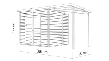 KONIFERA Gartenhaus Amrum 3, BxT: 415x199 cm, (Set), Inklusive Fussboden