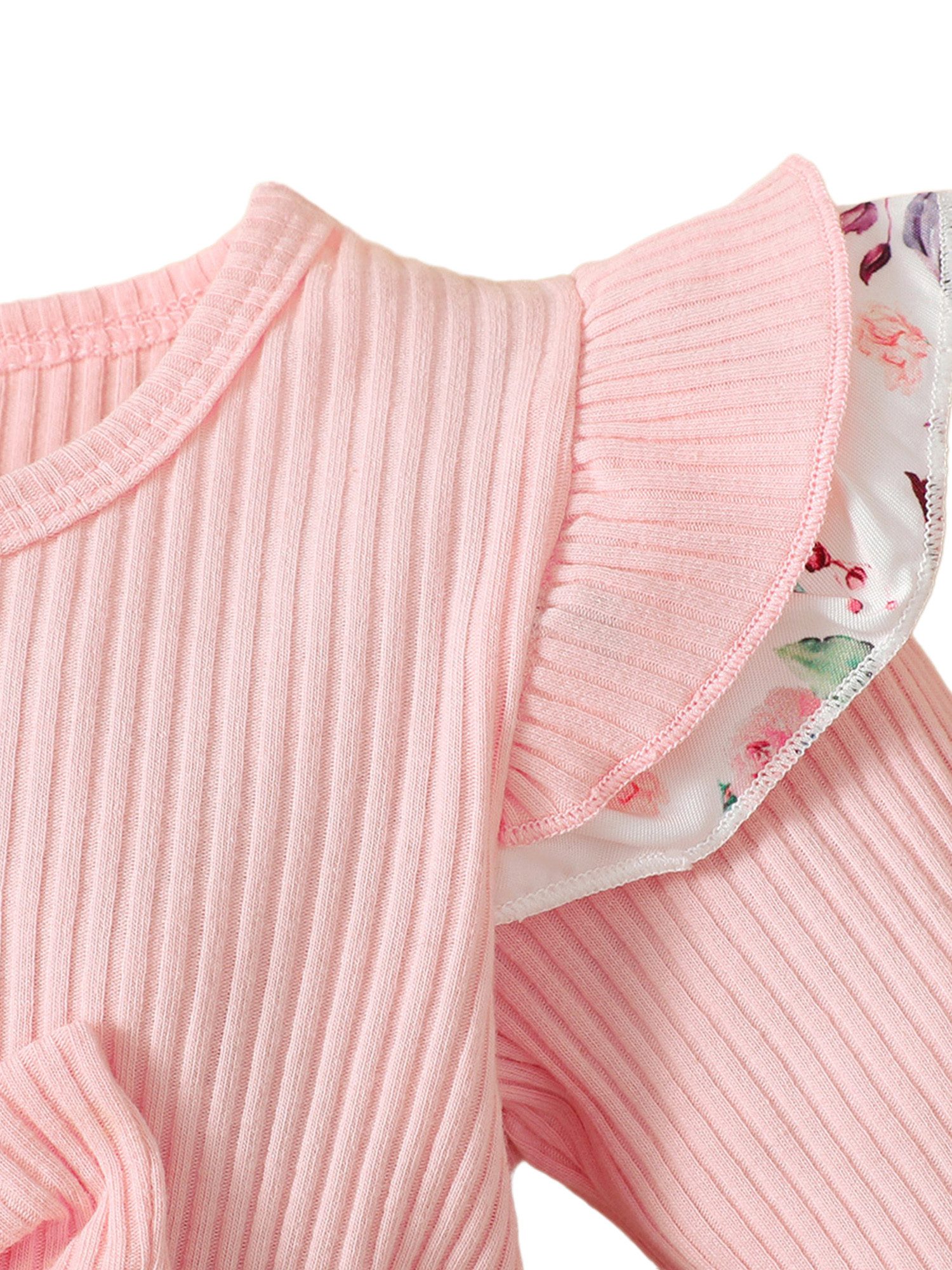 Gluckids Strampler Baby Mädchen süßer Langarm Strampler&Stirnband Outfits für 0-18 Monate (Set, 2-tlg) Neugeborene Rüschen Pulloverkleid Bowknot A-Linie Kleid Stirnband Sets