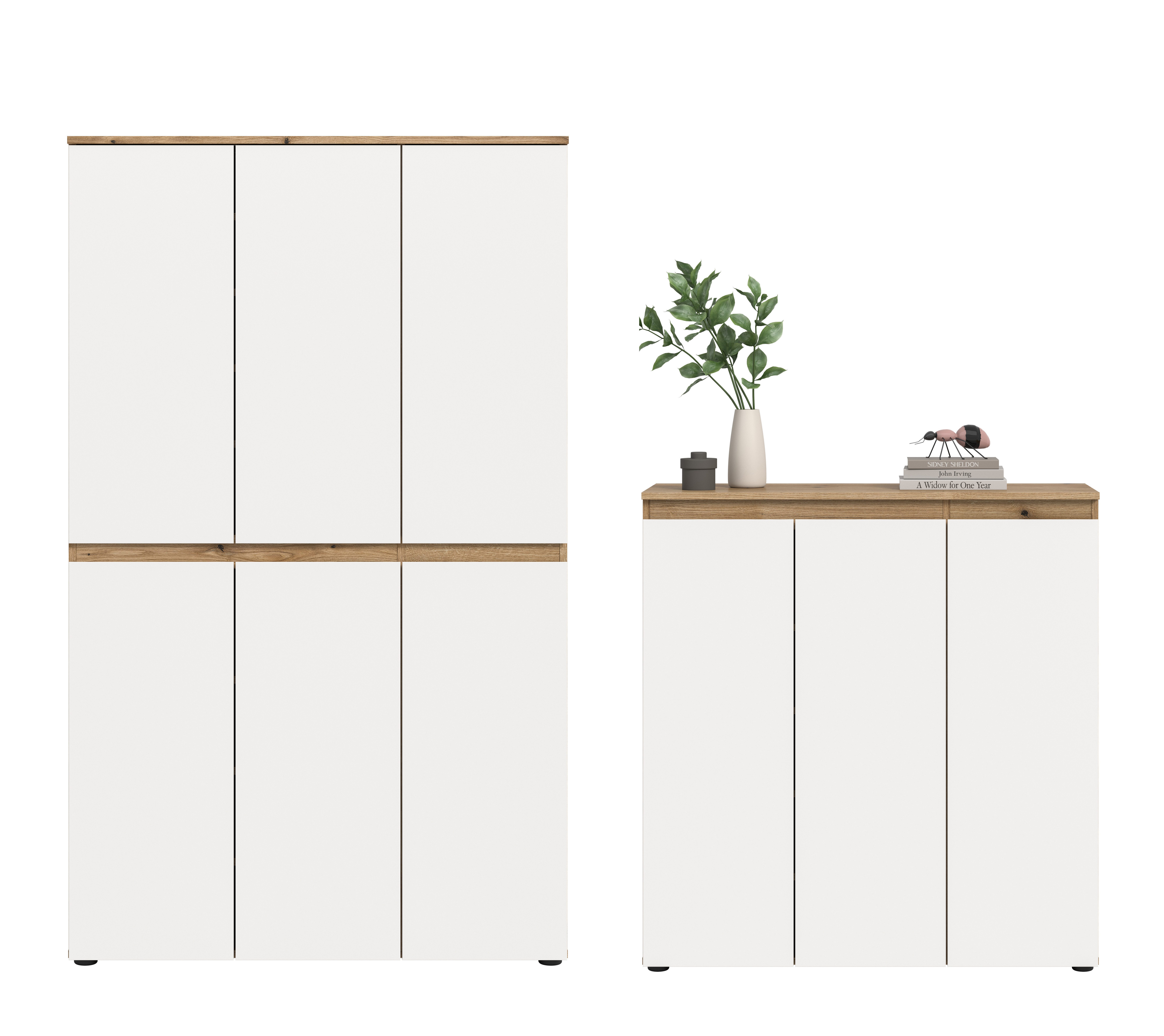 furnling Mehrzweckschrank-Set Sarca - in 5 trendigen Farben, (2-St., bestehend aus Kommode, Universalschrank), 1 Kleiderstange, großzügiger Stauraum durch 28 Fä – Bild 3 von 5