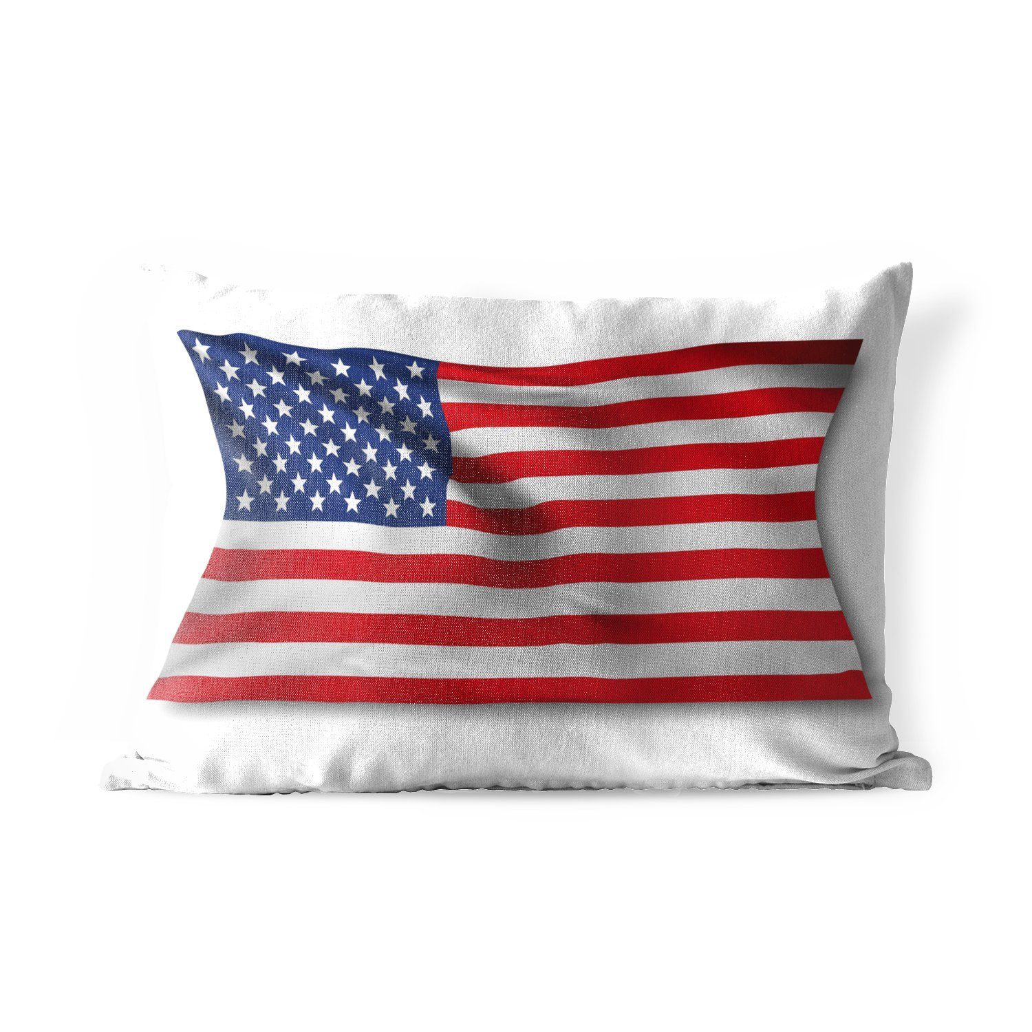 Polyester, MuchoWow Dekokissen Kissenhülle auf Flagge Staaten Vereinigten der Outdoor-Dekorationskissen, Dekokissenbezug, weißem Hintergrund,