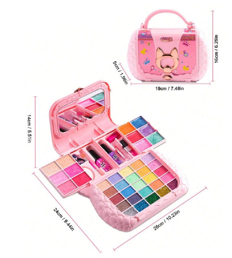 COIL Kreativset Kosmetik-Set, Kinder-Make-up-Set, Make-up-Spielzeug, Lack, Schatten, Lippenstift, Ein taschenförmiges Etui mit Spiegel
