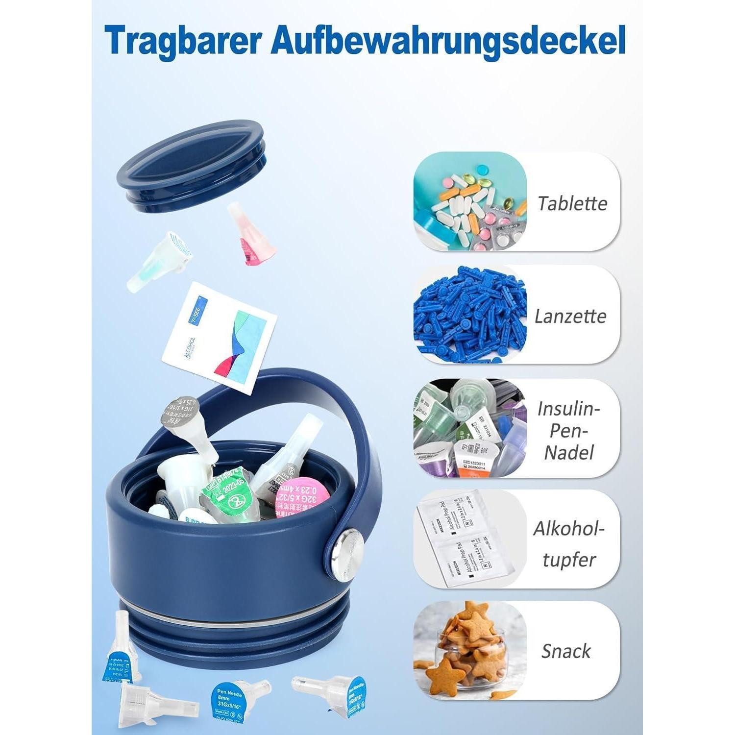LuxusKollektion Kühltasche Kühltasche Insulin Pen 48h TSA Kühlakku Isl_cup_marineblau – Bild 3 von 5