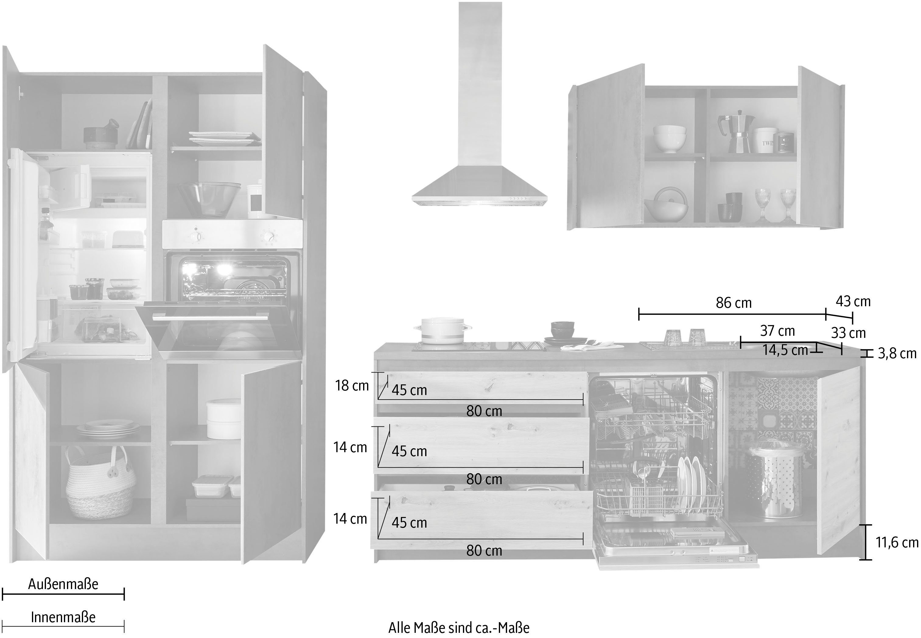 BASIC by Balculina Isis kitchen unit (set), with appliances, width 337 cm