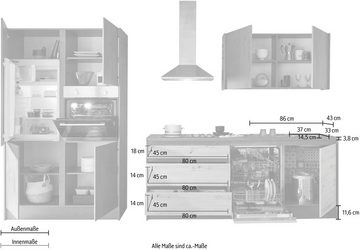 Kochstation Küchenzeile Isis, mit E-Geräten, Breite 337 cm