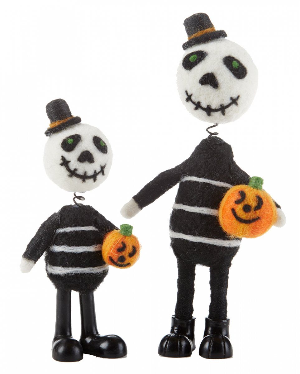 Dekofigur Mr. Skull mit Sohnemann für Halloween im Set