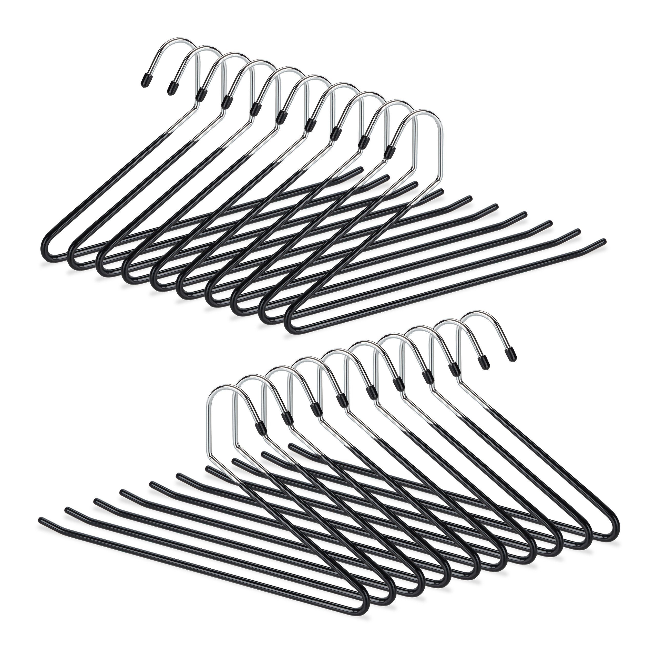 relaxdays Kleiderbügel Set schwarze Hosenbügel rutschfest, (20er Set, 20-tl günstig online kaufen
