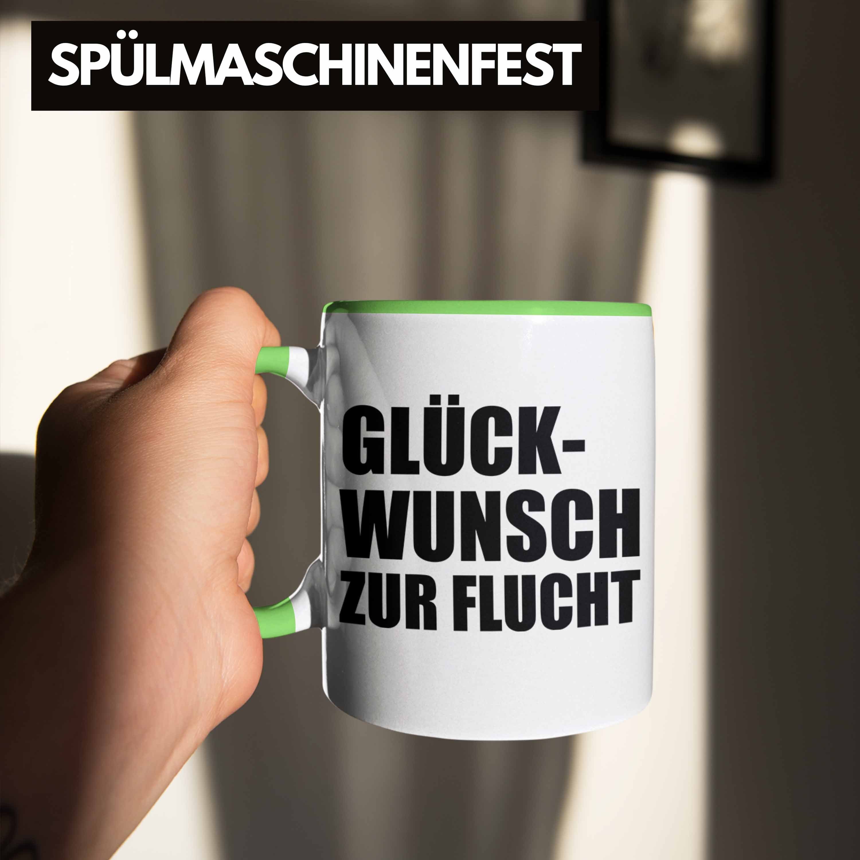 Lustig Kollege Jobwechsel Trendation Tasse Zur - Trendation Abschiedsgeschenk Sprüche Kaffeetasse Glückwunsch Geschenk Flucht Kollegin Grün Tasse