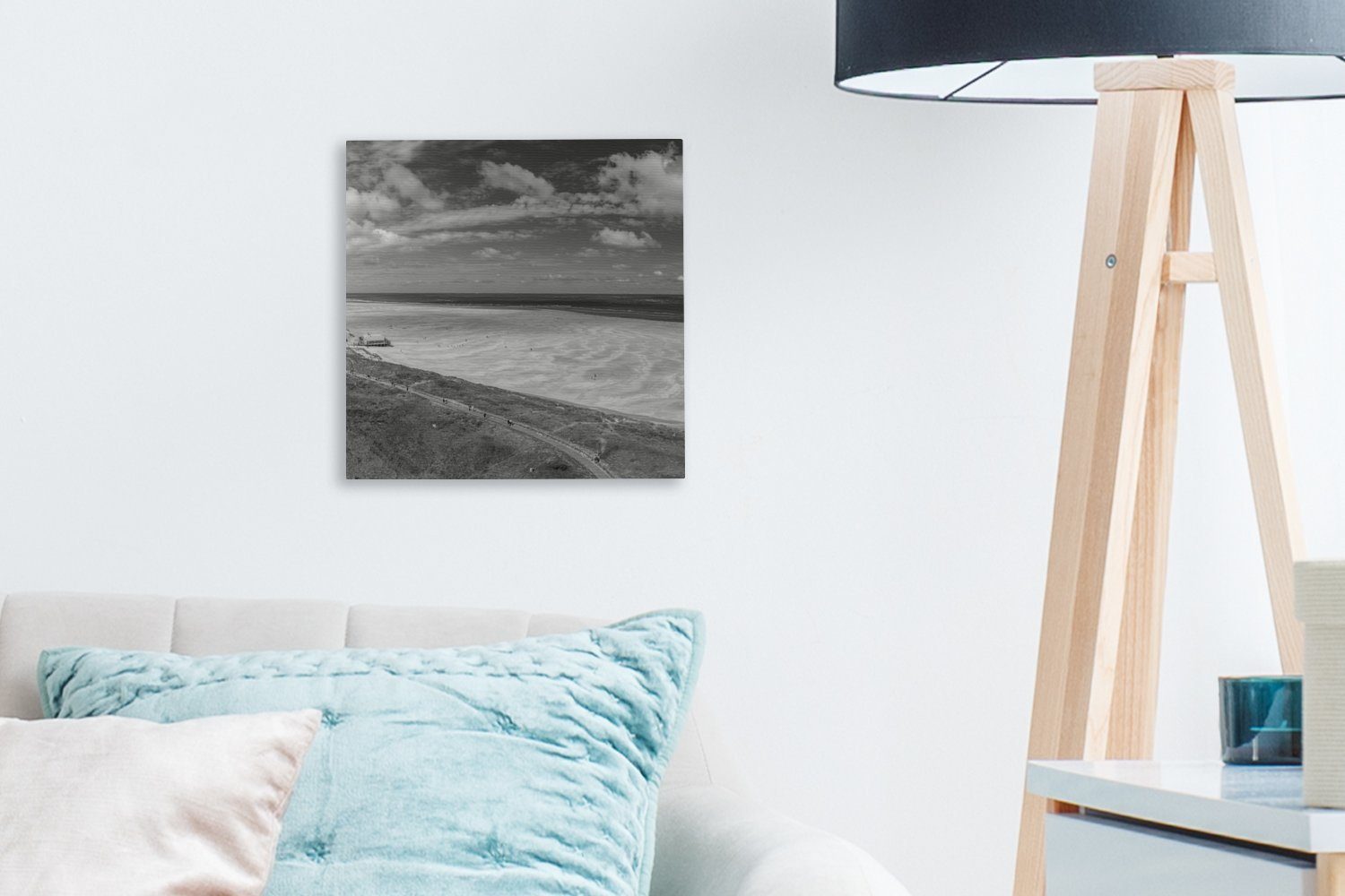 OneMillionCanvasses® Leinwandbild Wattenmeer - Strand Bilder Schlafzimmer Wohnzimmer für (1 Leinwand - - Weiß, Schwarz St)
