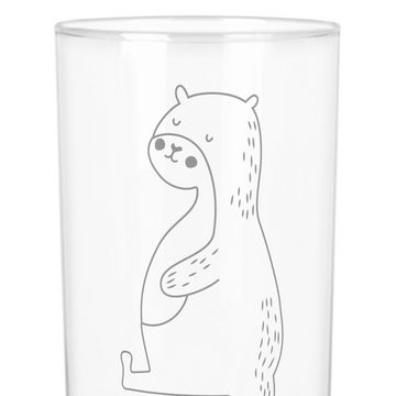 Mr. & Mrs. Panda Glas 400 ml Otter Bauch - Transparent - Geschenk, Trinkglas mit Gravur, Wa, Premium Glas, Lasergravur