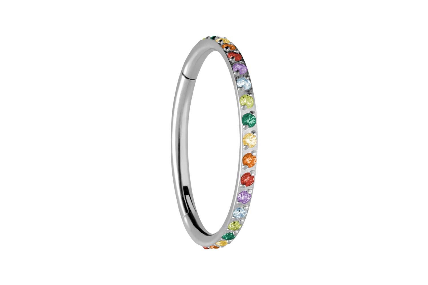 Nasenpiercing Titan Segmentring Clicker EINGEFASSTE BUNTE KRISTALLE Ohrpiercing