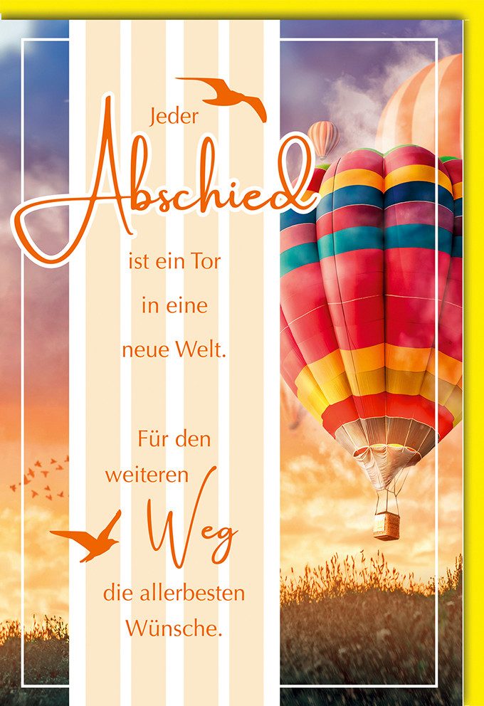 Grußkarten Abschied - Glückwunschkarte im Format 11,5 x 17 cm - Heißluftballon