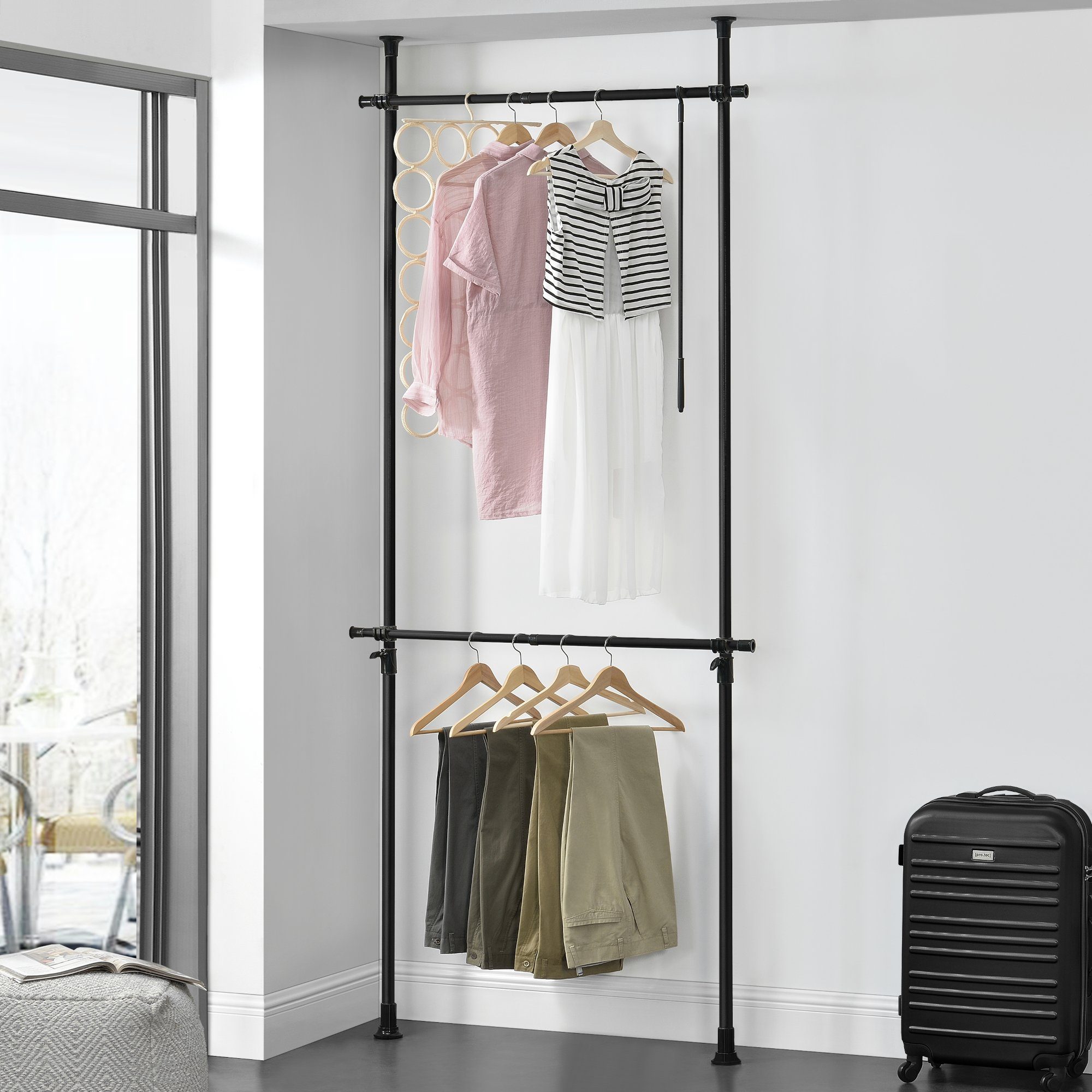 en.casa Kleiderständer, »Kemi« Teleskopgarderobe mit 2 günstig online kaufen