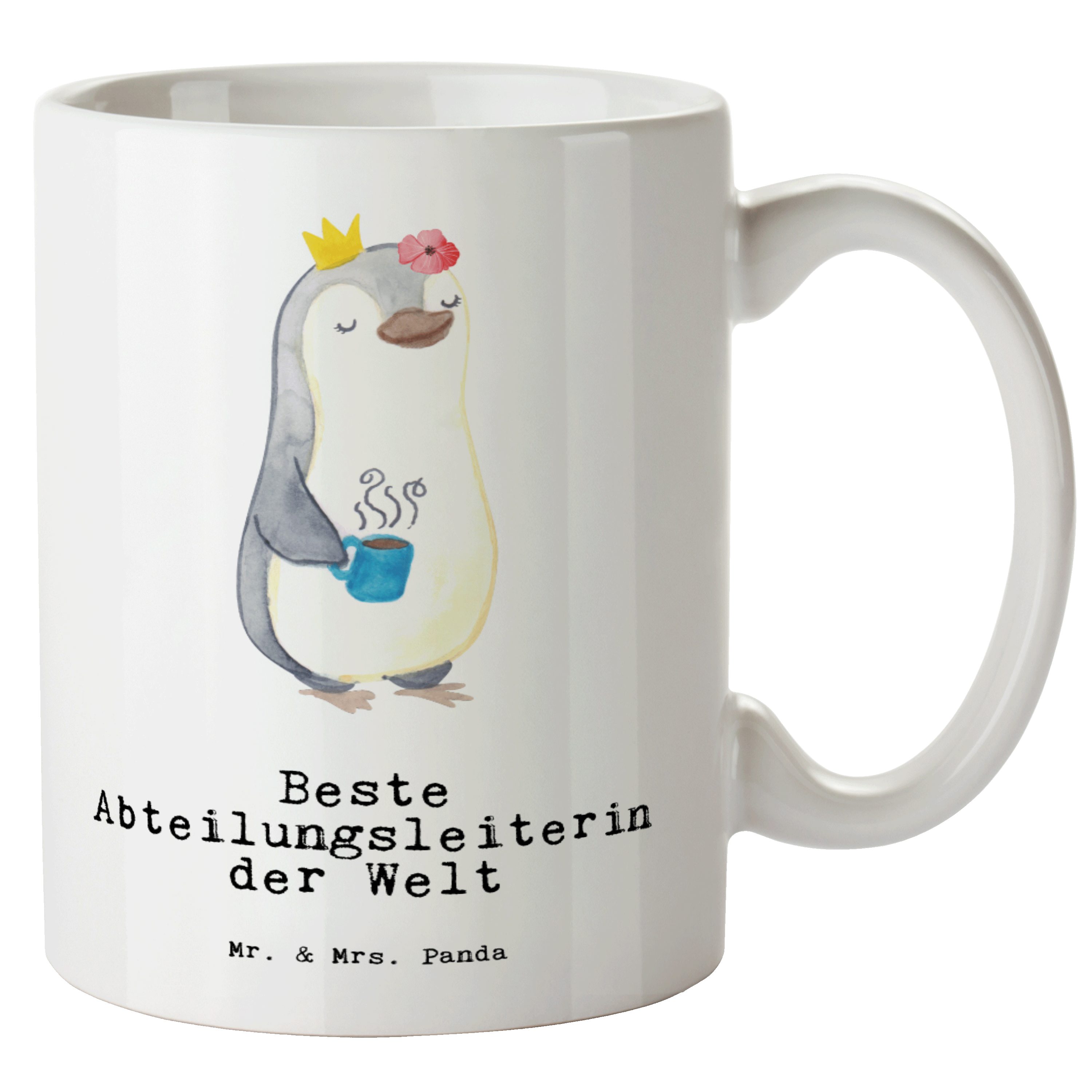 Mr. & Mrs. Panda Tasse Pinguin Beste Abteilungsleiterin der Welt - Weiß - Geschenk, Große Ta, XL Tasse Keramik