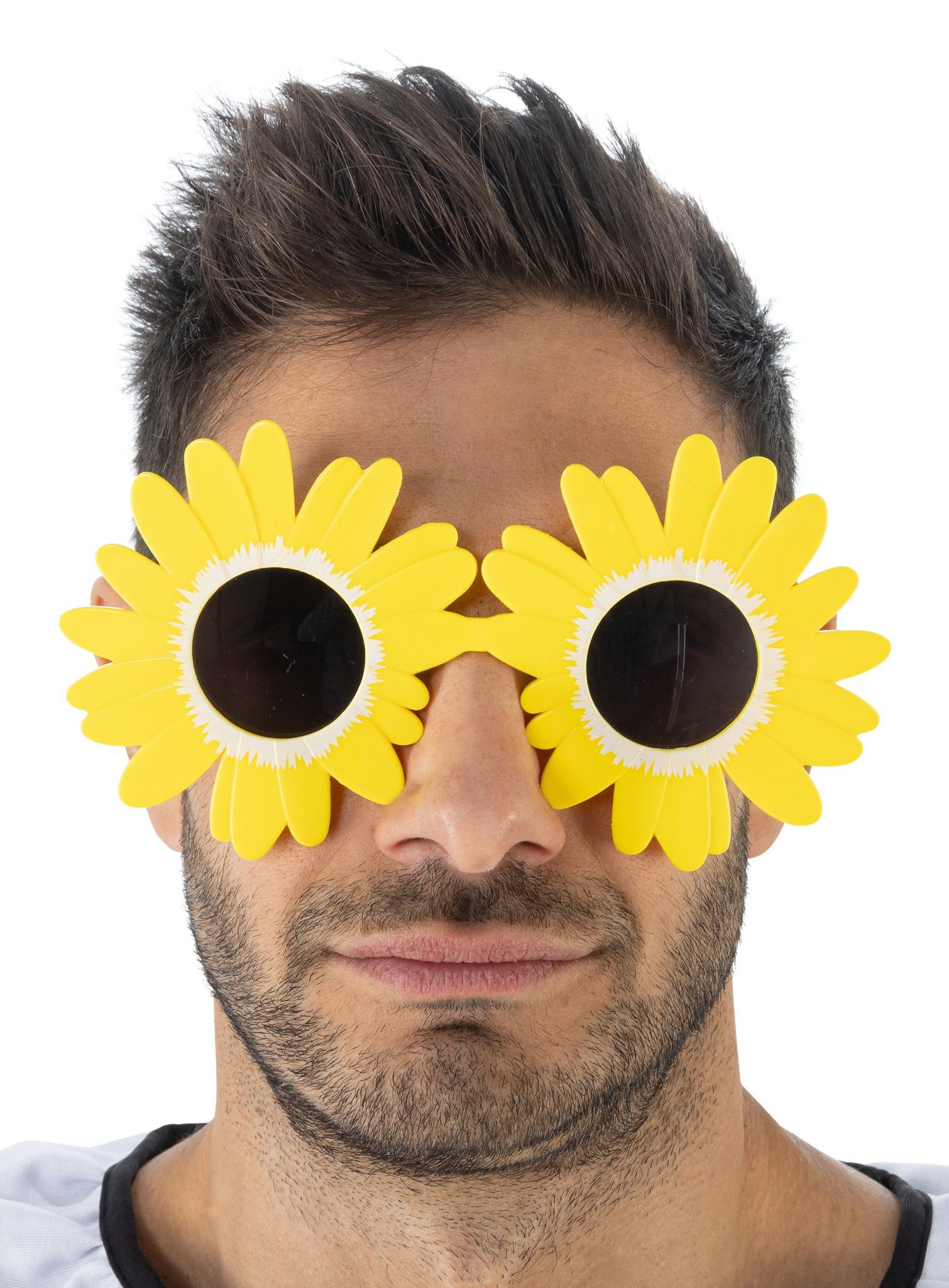 CHAKS Hippie-Kostüm Terrifier – Sonnenblume Brille, Jetzt wird's sonnig: Sonnenbrille in Form einer Sonnenblume