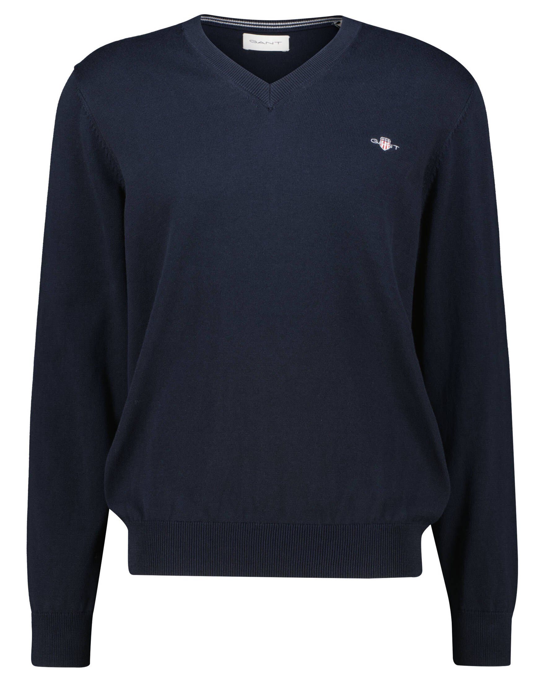 Gant Pullover V-Ausschnitt Jeans Blau - Größe XL günstig online kaufen