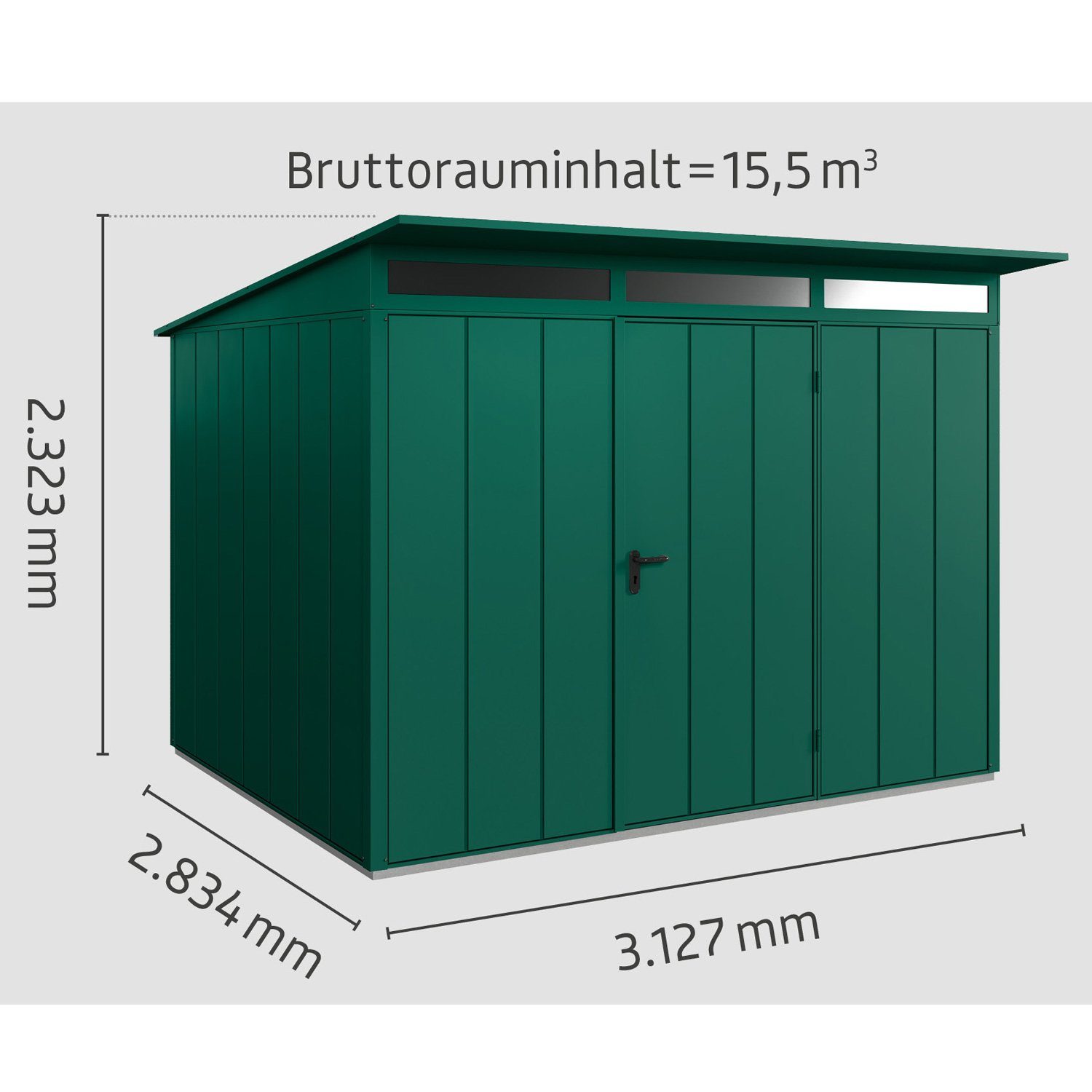 Hörmann Ecostar Gerätehaus Elegant mit Pultdach (313 x 283 cm), Metall
