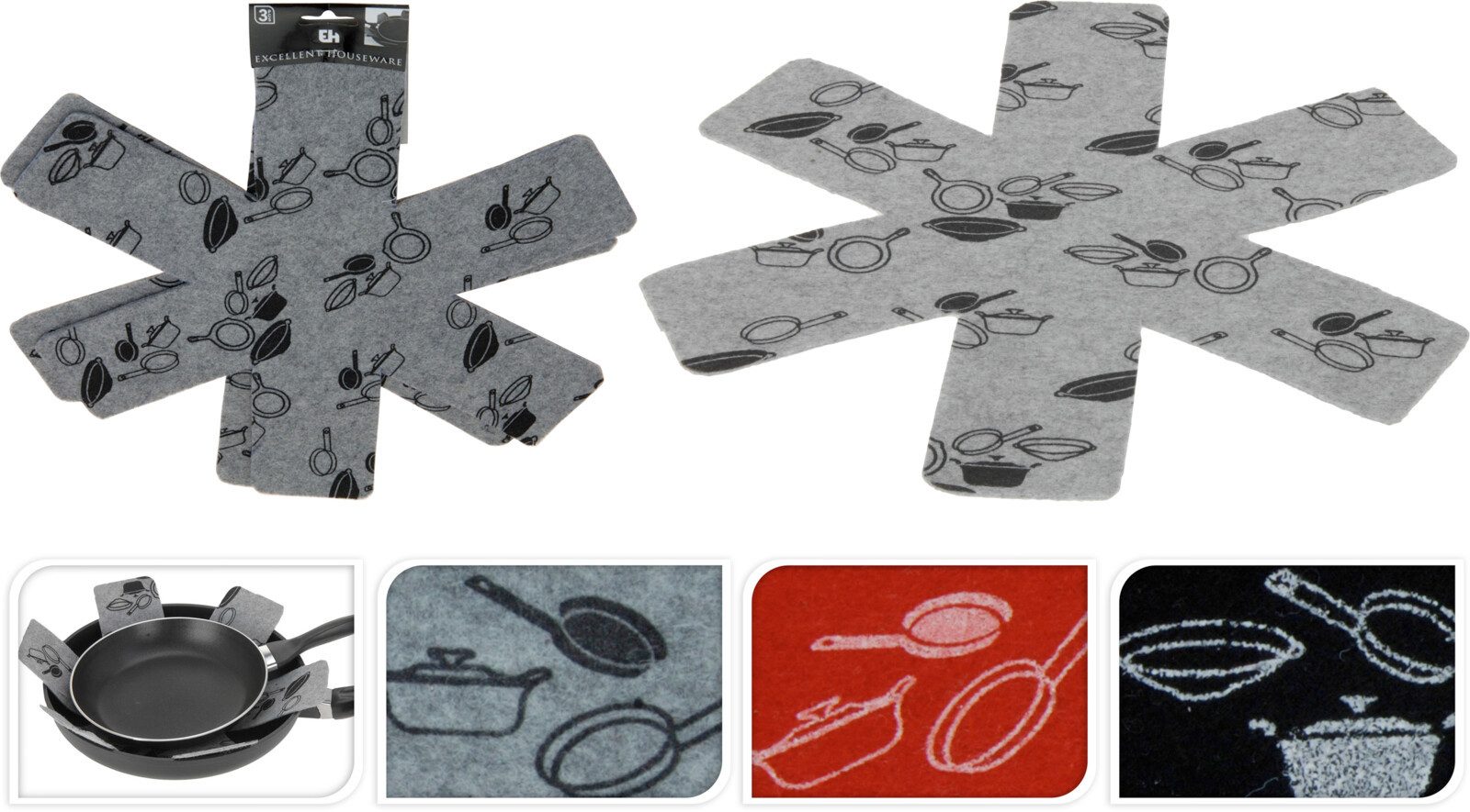 Koopman Pfannenschoner Pfannenschutz 38 cm 6 er Set, Set, 6-tlg., Topfschoner, Küchenutensil, 3 mm dick – Bild 5 von 5