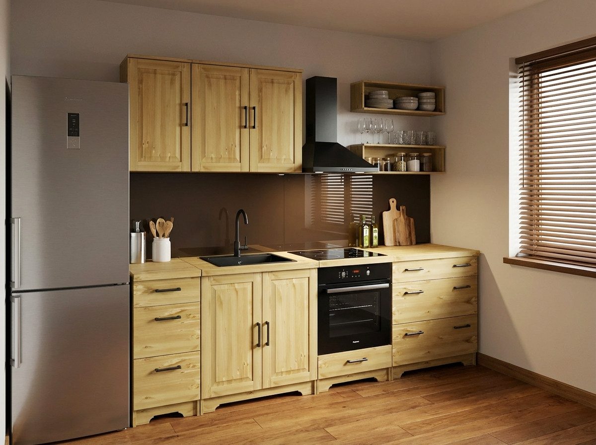 Home affaire Küchenzeile Meliss, aus massiver Kiefer, mit Soft-Close-Funktion, 8-teiliges Set