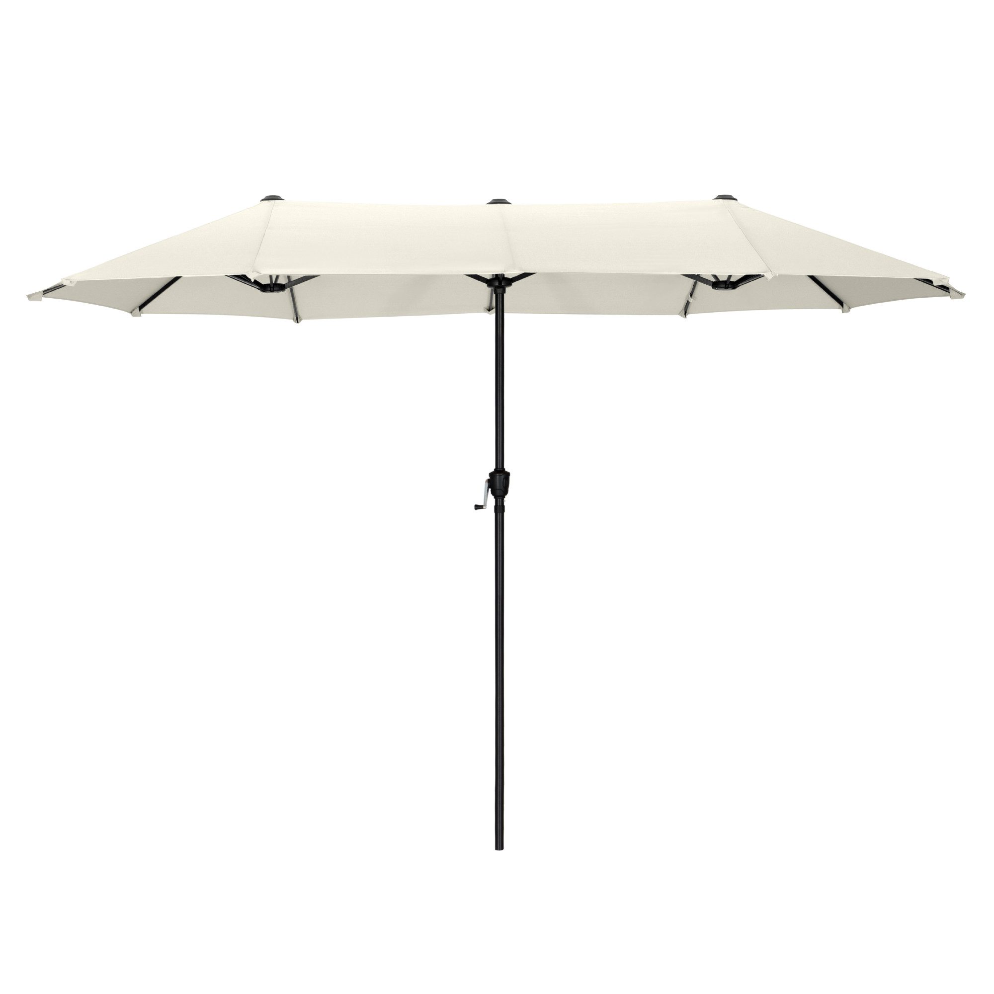 PHI VILLA Sonnenschirm, Balkon Rechteckig Groß Balkonschirm Garten Gartenschirm mit Kurbel UV Schutz Parasol Windfest, Mit der rostfreien Stahlstange und 12 Stahlrippen