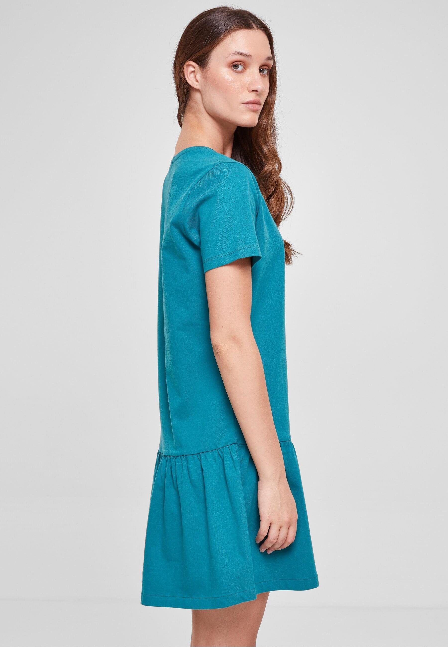 URBAN CLASSICS Tee Ladies (1-tlg) Damen Stillkleid Valance Dress watergreen