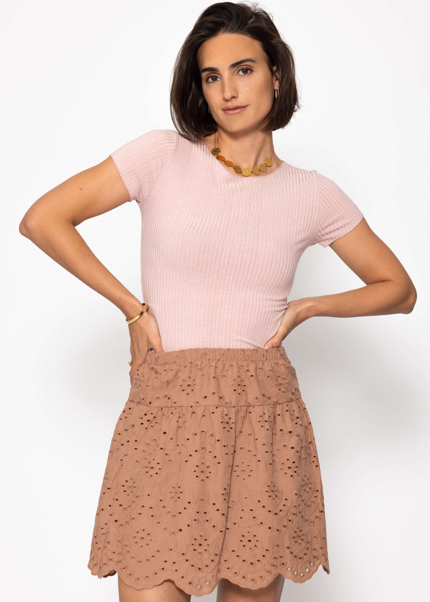 SASSYCLASSY A-Linien-Rock Rock mit Lochstickerei Damen Rock aus Lochspitze günstig online kaufen