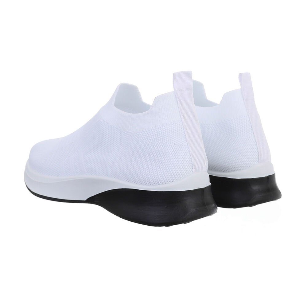 Damen Flach Sneaker Low Low-Top in Freizeit Sneakers Ital-Design Weiß