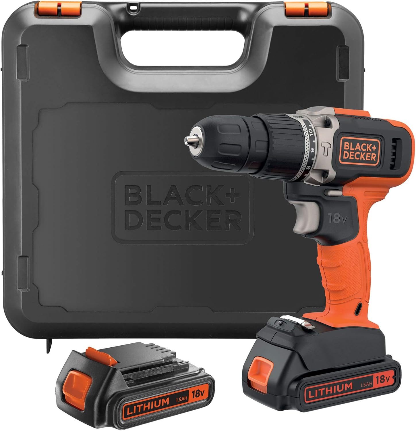 Black + Decker Akku-Bohrhammer 18 V Akku-2-Gang-Bohrhammer mit zwei 1,5-Ah-Akkus, (1-tlg)