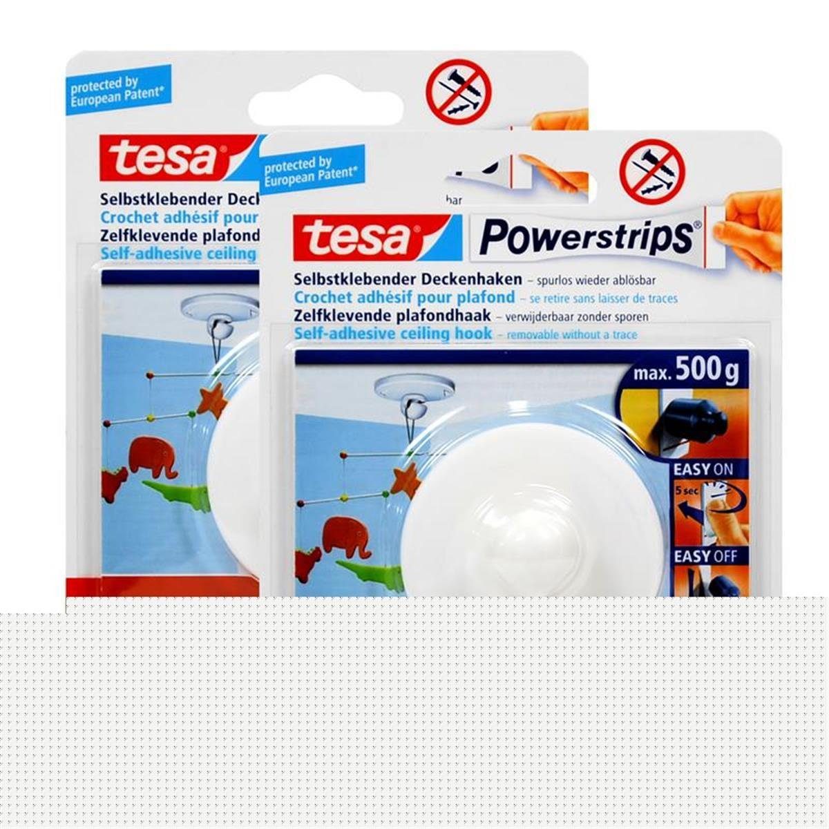 tesa Ремесленный клей 2x tesa Powerstrips Selbstklebender Deckenhaken - weiß für max. 500g G