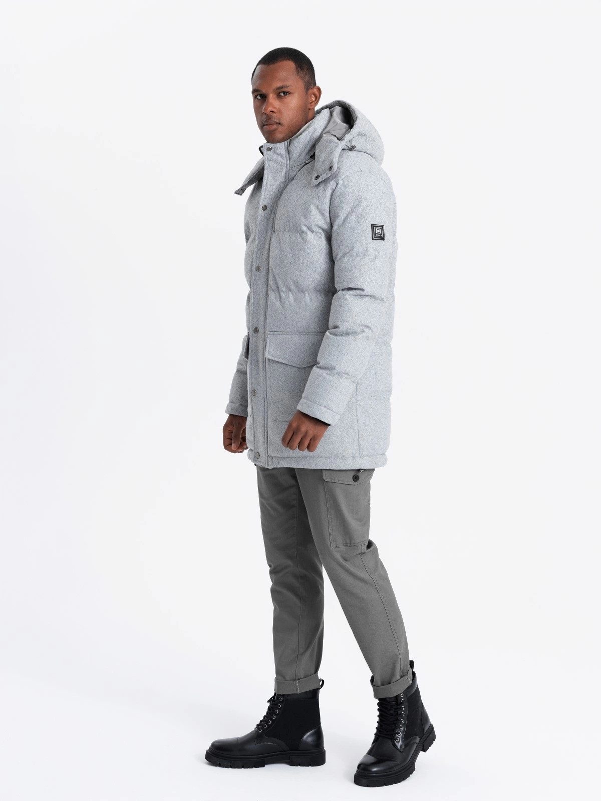 OMBRE Winterjacke Warme lange Herren Parka Jacke mit Wolle