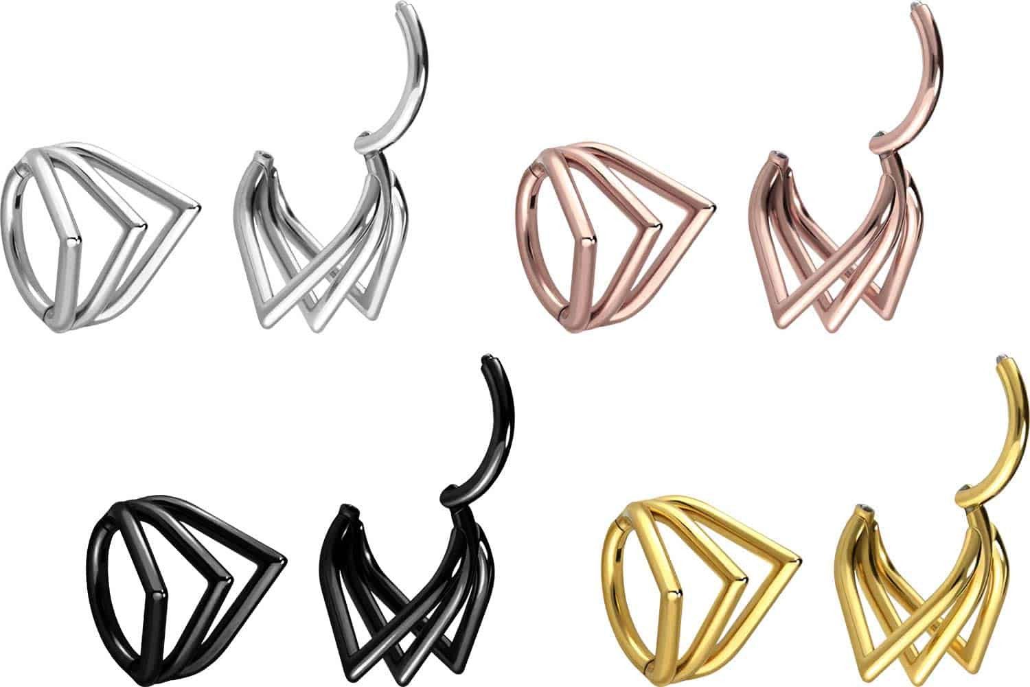 PIERCINGLINE Nasenpiercing Chirurgenstahl Segmentring Clicker 3 TROPFEN Ohrpiercing Septum Nase (Clicker, 1-tlg), Ohrpiercing für Conch, Helix, Tragus, Daith, Lobe