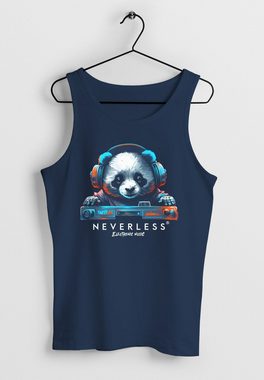 Neverless Tanktop Herren Tank-Top Panda Bär Aufdruck Tiermotiv Musik Techo Print Fashion mit Print