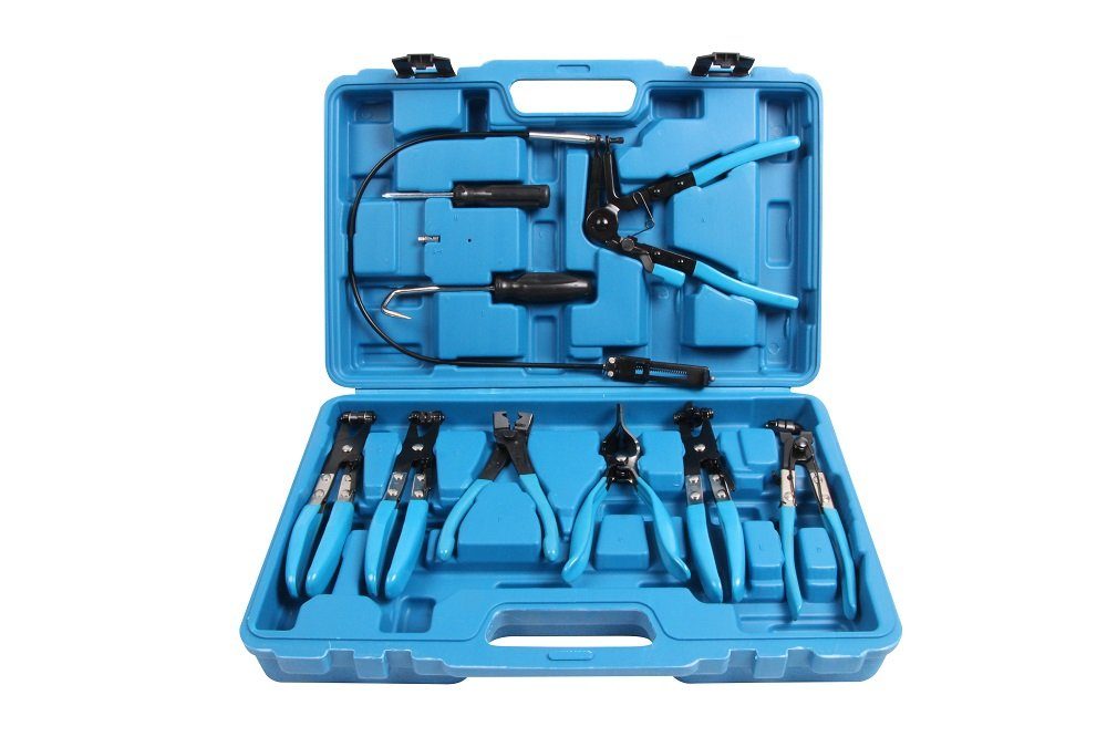 LLCTOOLS Инструментset Schlauchschellenzangen Set Schellenzange Schlauchzange mit Bowdenzug, (Set, 10-tlg., im Aufbewahrungskoffer), Schlauchschellenzange KFZ diverse Durchmesser Federbandschellenzange
