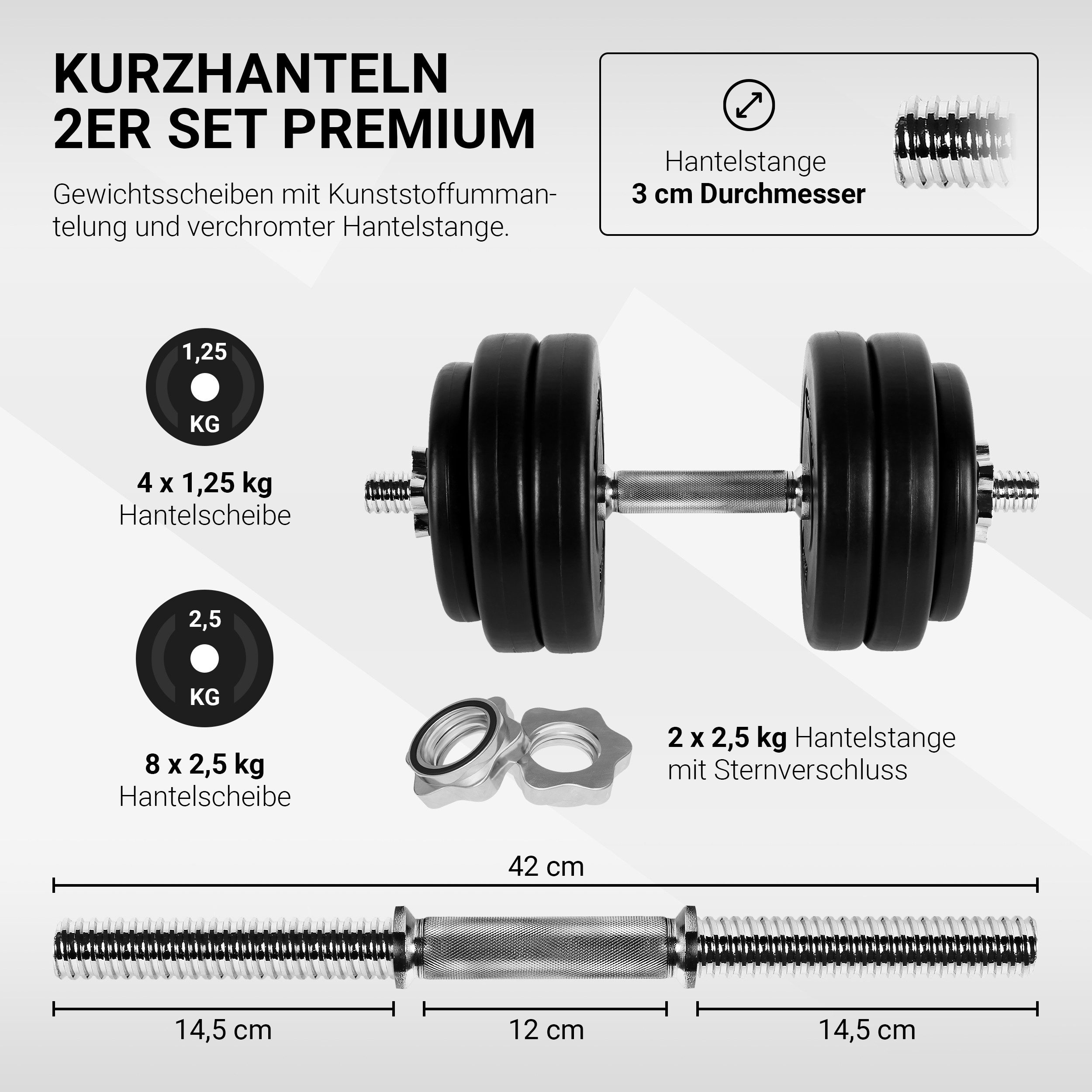 MSports® Hantel MSPORTS Hantelset - auswählbar - 20 kg oder 30 kg Kurzhantelset