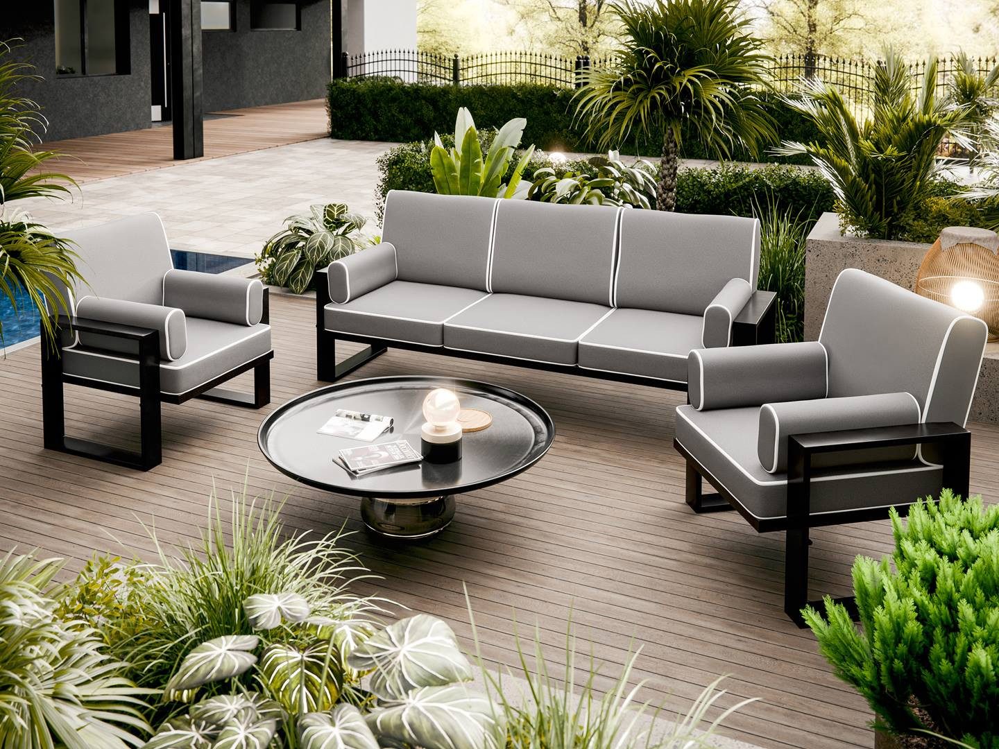 Beautysofa Gartenlounge-Set VERDINO 3sizer Sofa + günstig online kaufen
