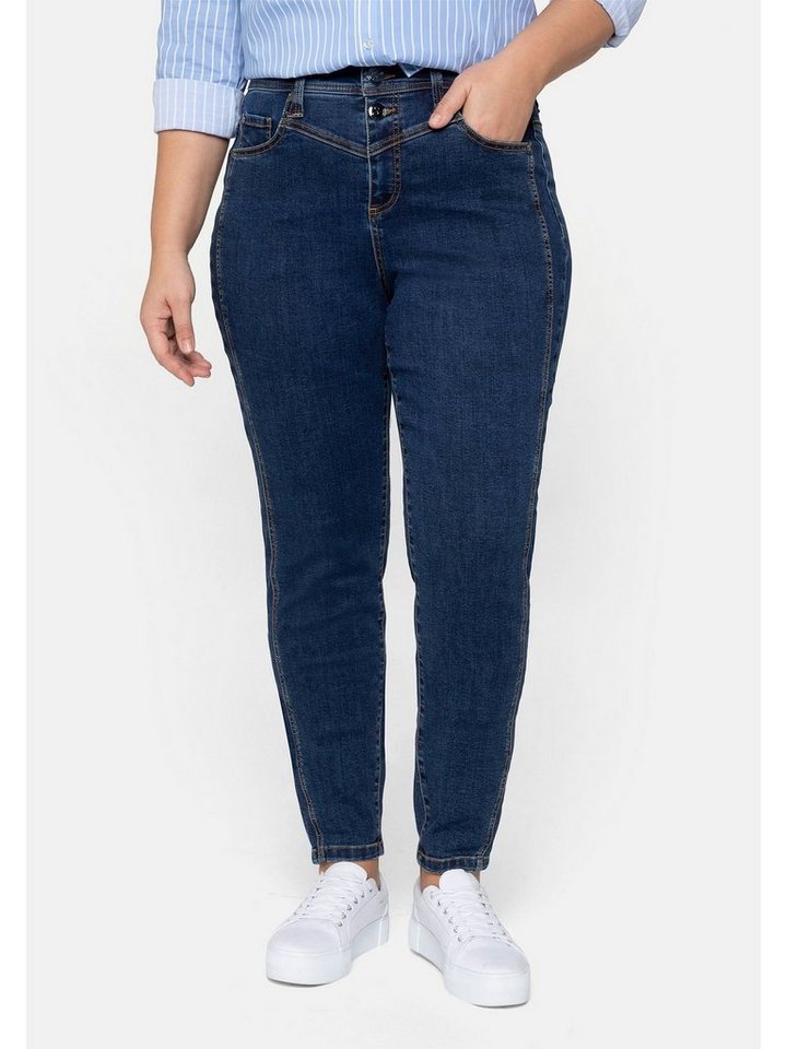 Sheego Stretch-Jeans Große Größen «Die Girlfriend», mit vorverlegter  Seitennaht