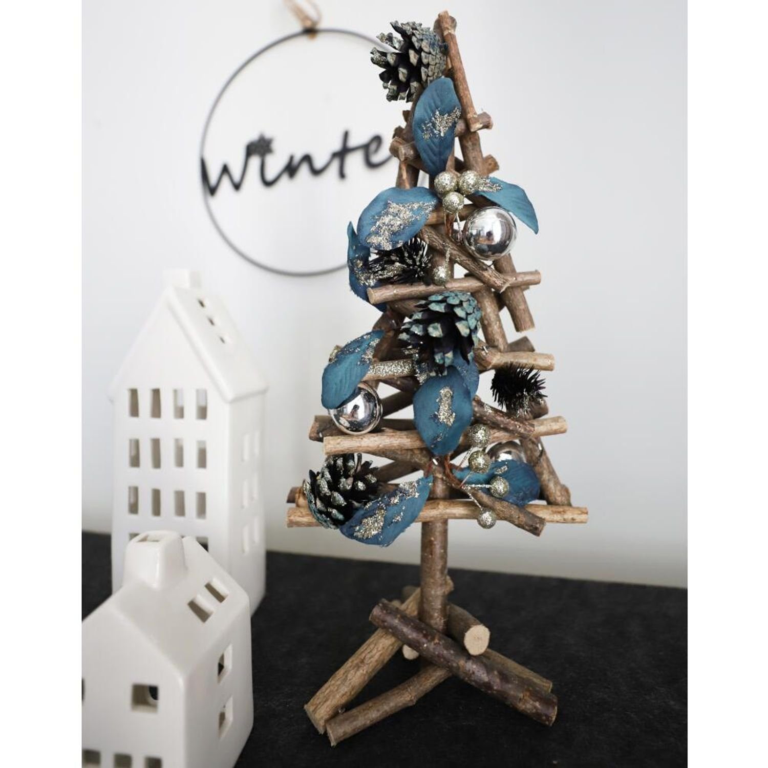 BURI Dekofigur 8x Weihnachten Baum aus Ästen mit Deko Advent Dekoration Ambiente wohn