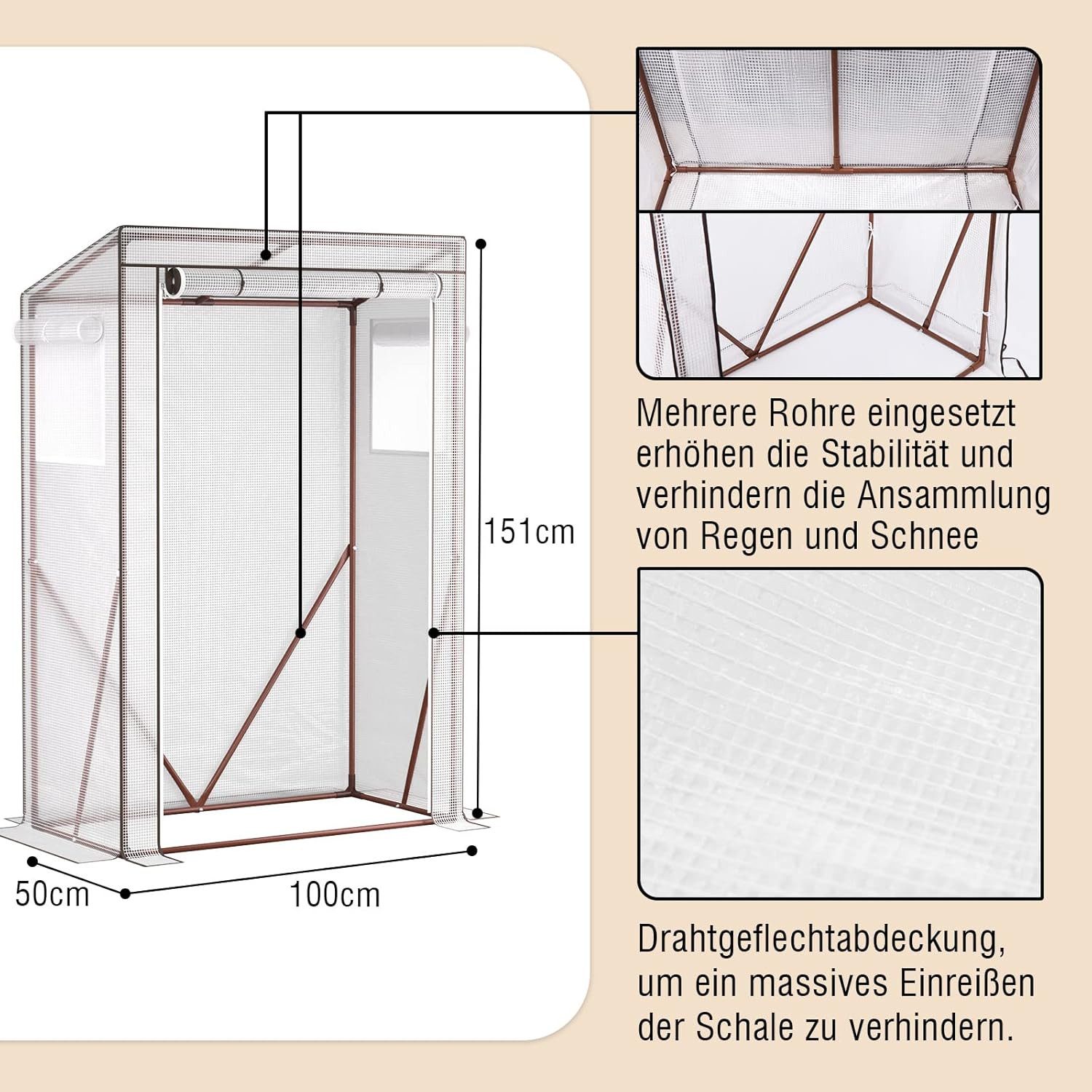 UDPATIO Foliengewächshaus Tomaten Gewächshaus, klein Foliengewächshaus 150x100x50cm