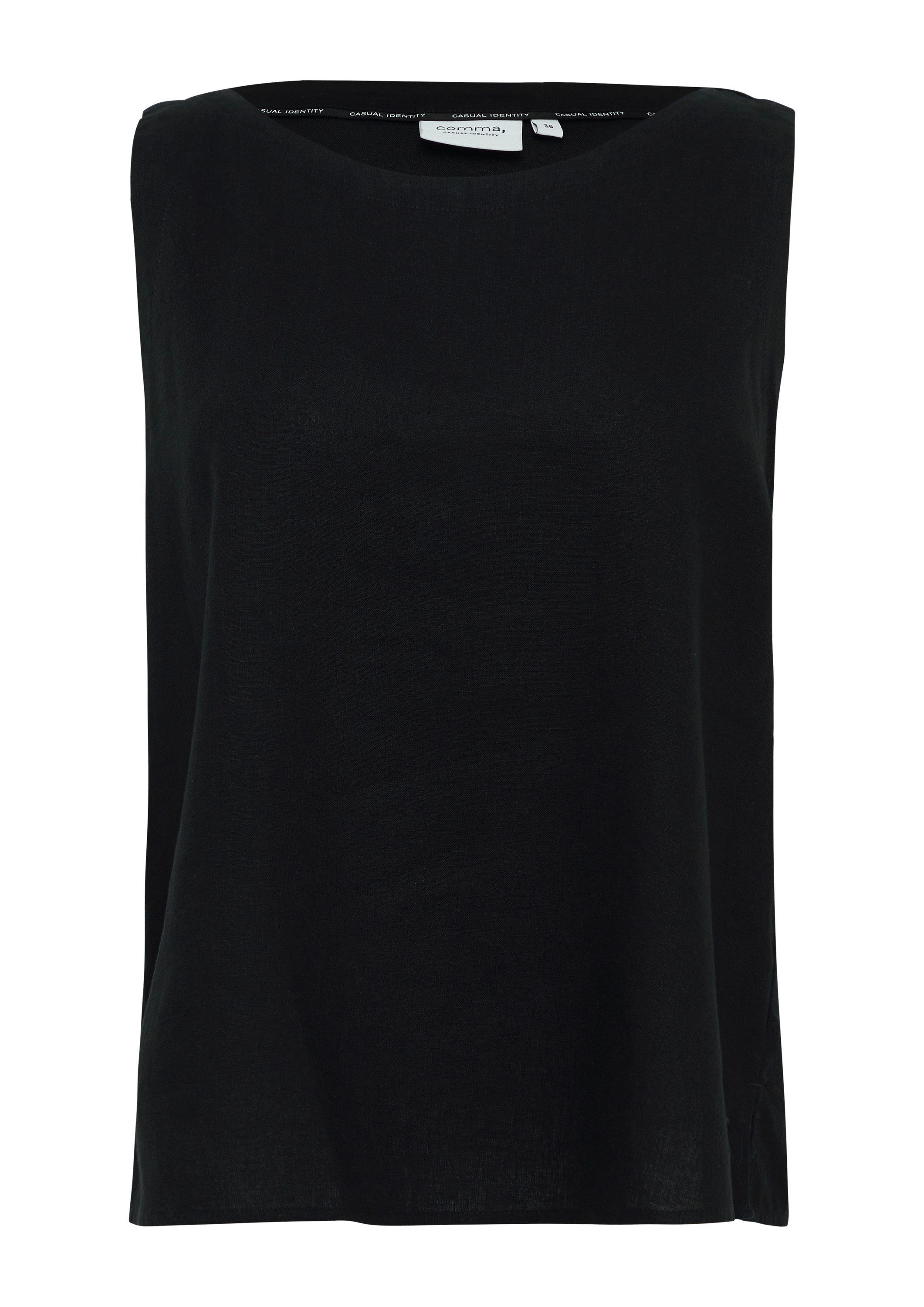 comma Blusentop Bluse Ärmelloses Leinenmix-Top mit U-Boot-Ausschnitt günstig online kaufen