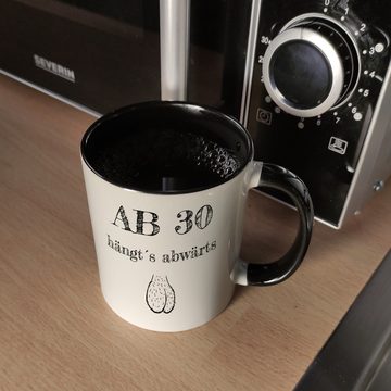 speecheese Tasse Ab 30 hängt´s abwärts Kaffeebecher Schwarz Besonders geeignet für zum