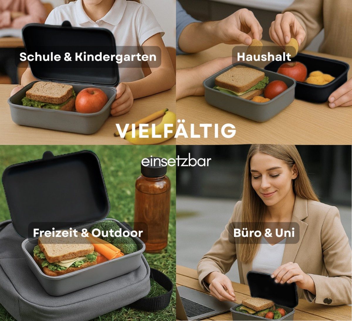 COFI 1453 Lunchbox Brotdosen 3er-Set Frühstücksbox spülmaschinenfest, stapelbar, 1000 ml, Kunststoff, (3-tlg., 3er Set), Made in Germany – Bild 5 von 5