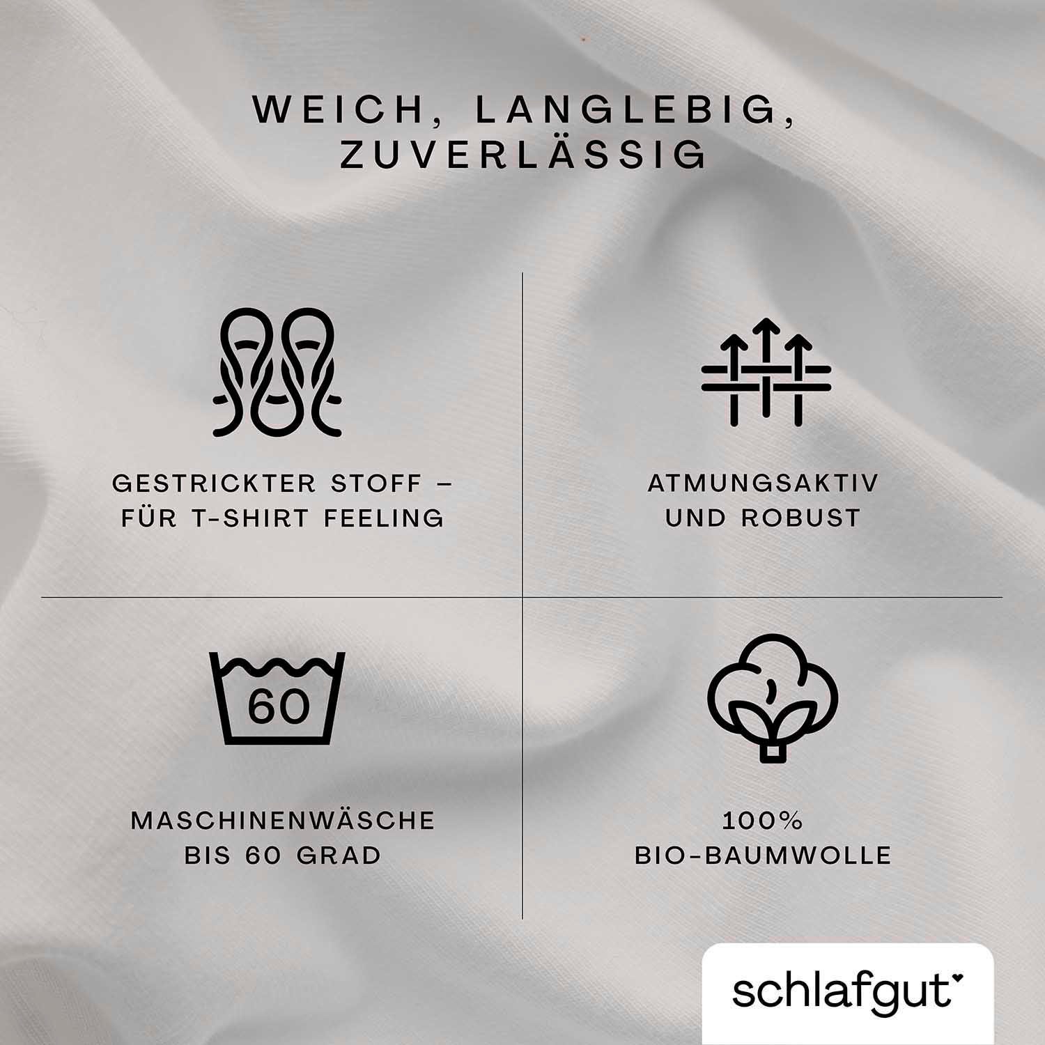 langlebig, CASUAL Schlafgut, Gr. Jersey, Bio-Baumwolle, 90x200, Höhe, 180x200 100% Bettlaken bis Matratzen rundum, light u.a. cm cm, für Spannbettlaken in Gummizug: oder weich sand (1 Stück), 140x200 25 zuverlässig,