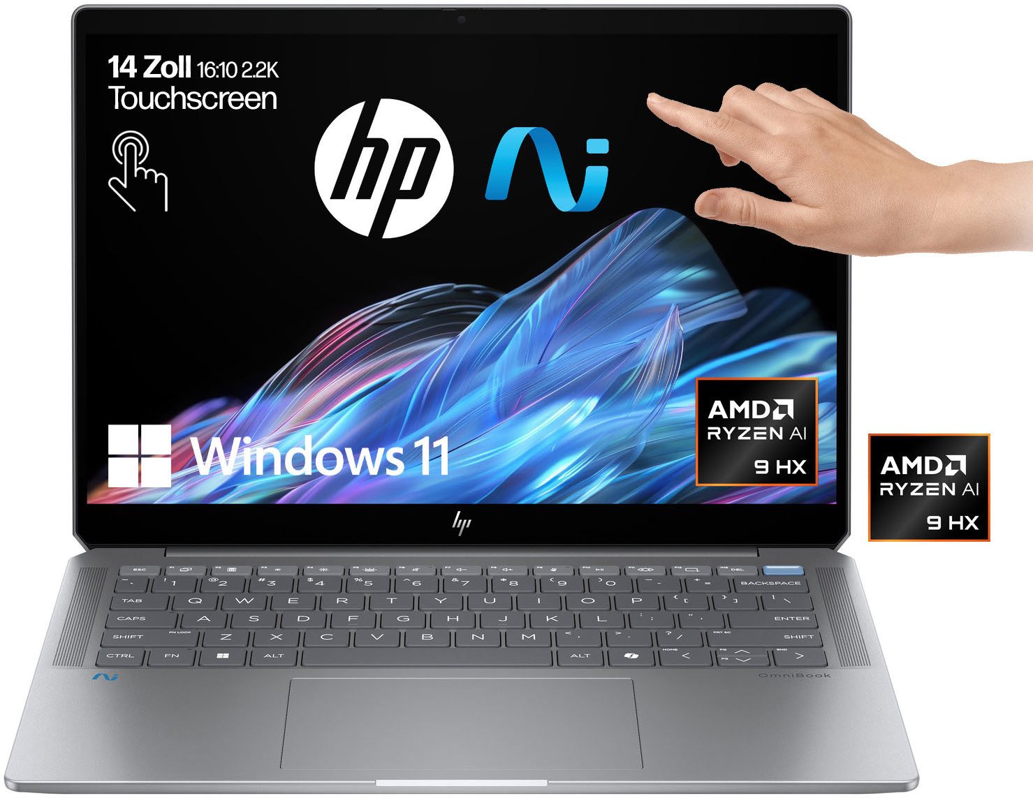 HP HP OmniBook Ultra 14-fd0097ng Notebook (35,56 cm/14 Zoll, AMD Ryzen™ AI 9 HX 375, Radeon Graphics, 1000 GB SSD)