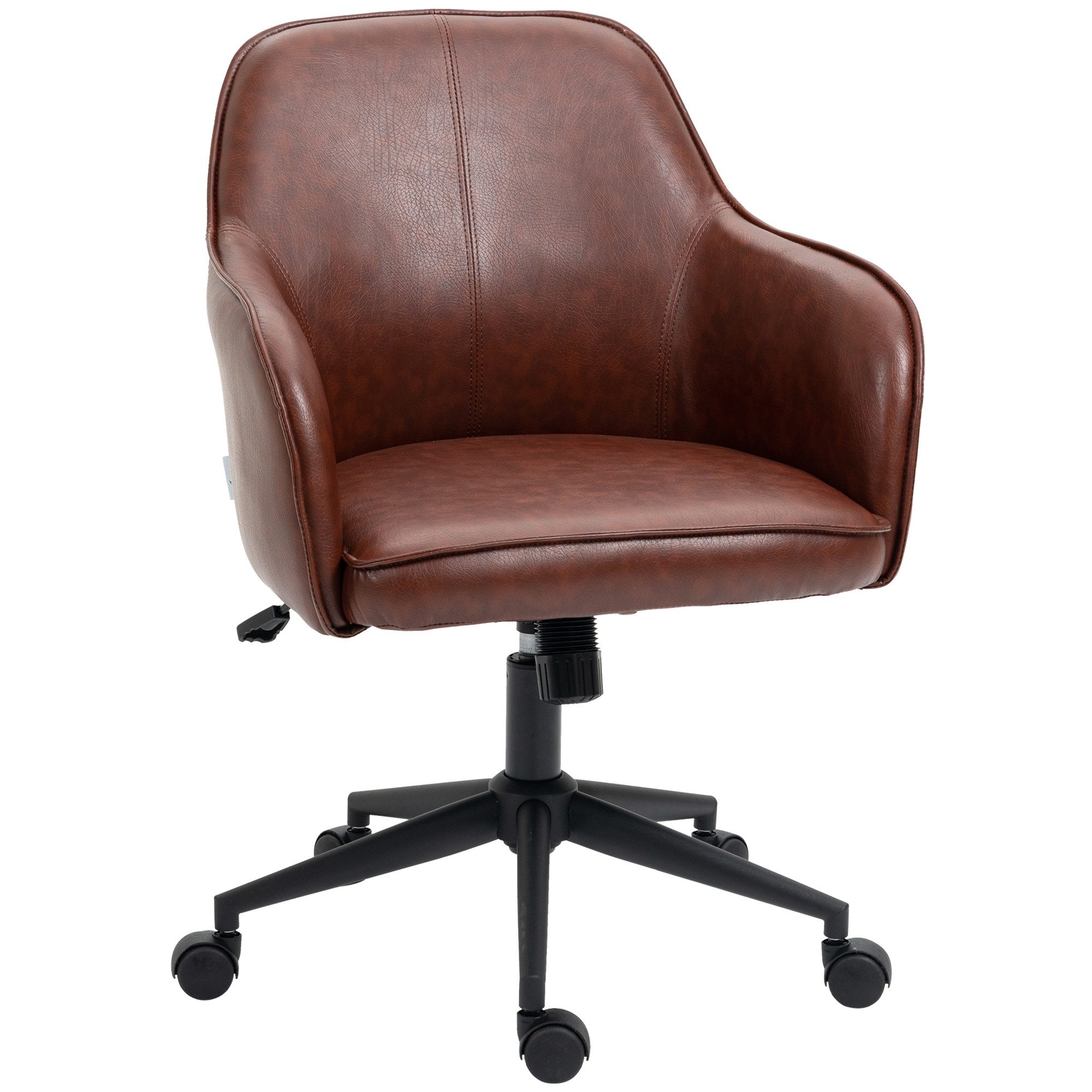 Vinsetto Bürostuhl Schreibtischstuhl mit Wippfunktion und Rollen für Wohnzimmer (Drehstuhl, 1 St), Braun 58,5 x 62 x 83-91 cm