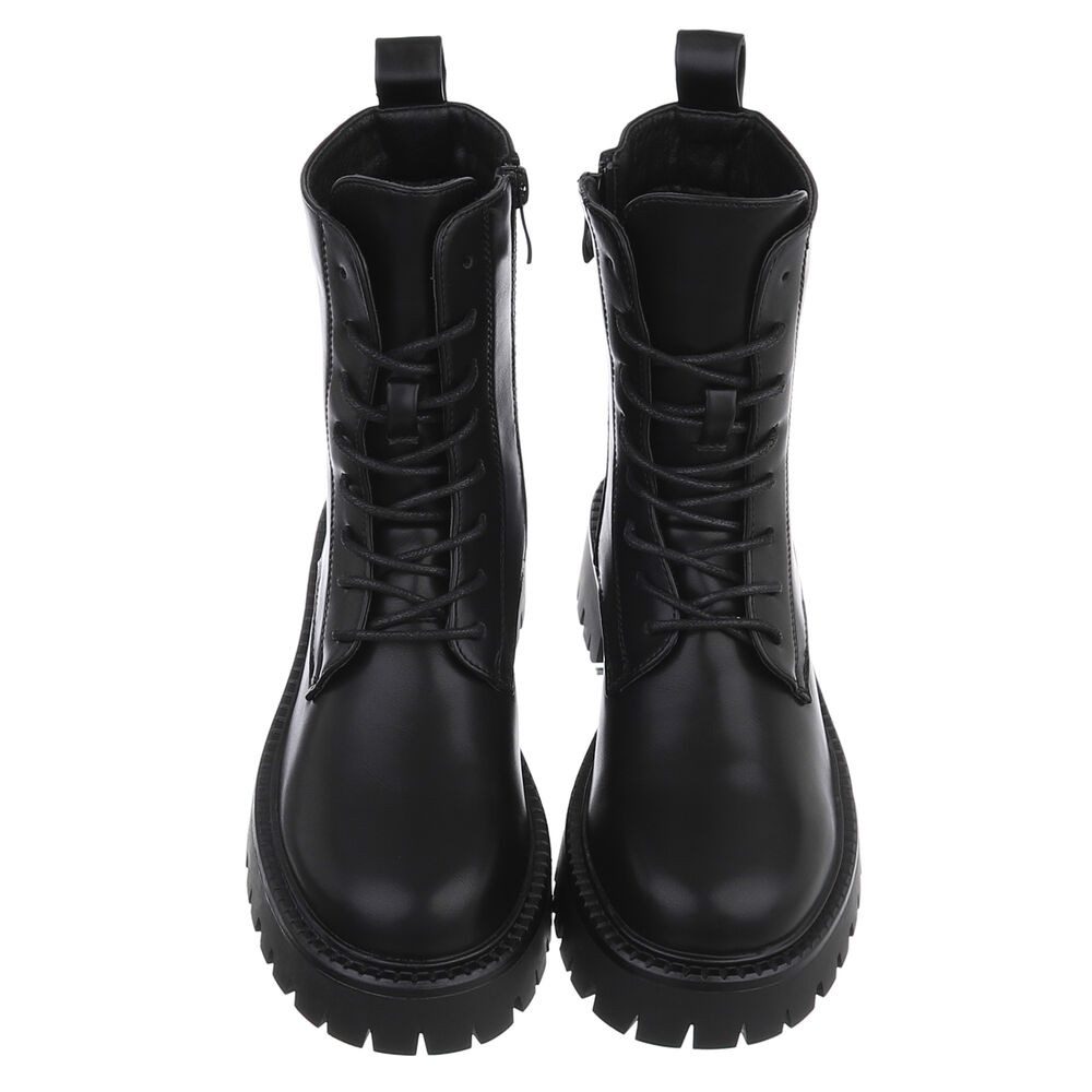 Ital-Design Stylischer Damenstiefel mit robuster Sohle für Wintertage Plateaustiefelette (90169451) Blockabsatz Stiefeletten in Schwarz