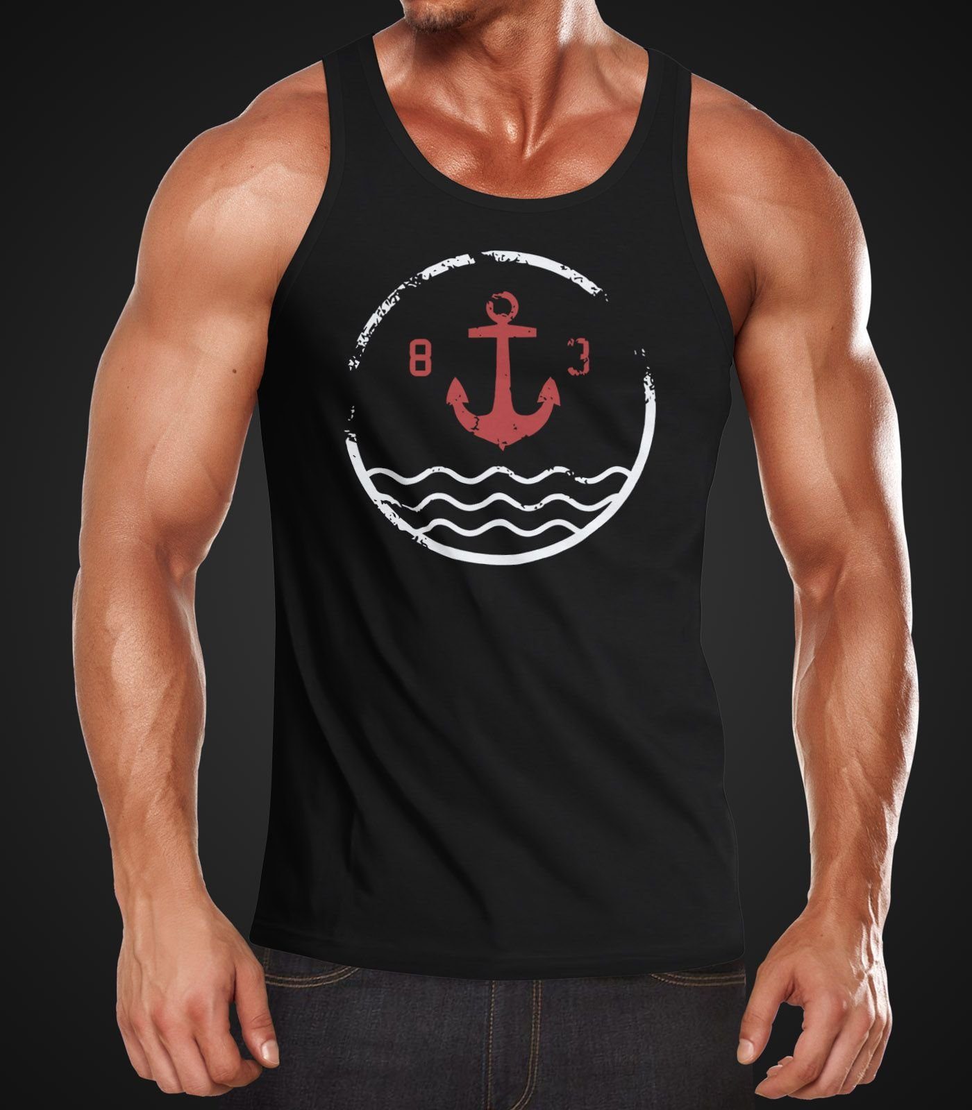 Neverless Tanktop Herren Tank-Top Anker Vintage Wasser Muskelshirt Muscle Shirt mit Print