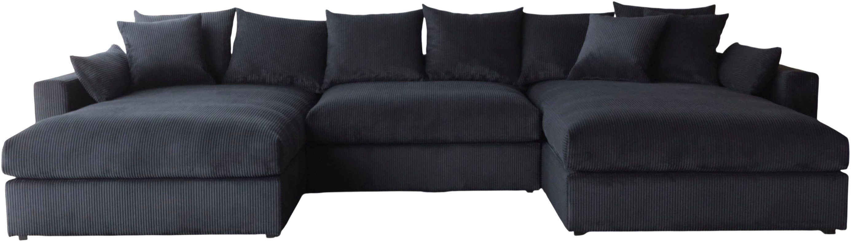 OTTO home Wohnlandschaft Cosy Lounge U-Form, Breite 385 cm, Mega-Sofa mit Cordstoff bezogen, mit Federkern & 5 Zierkissen – Bild 2 von 5